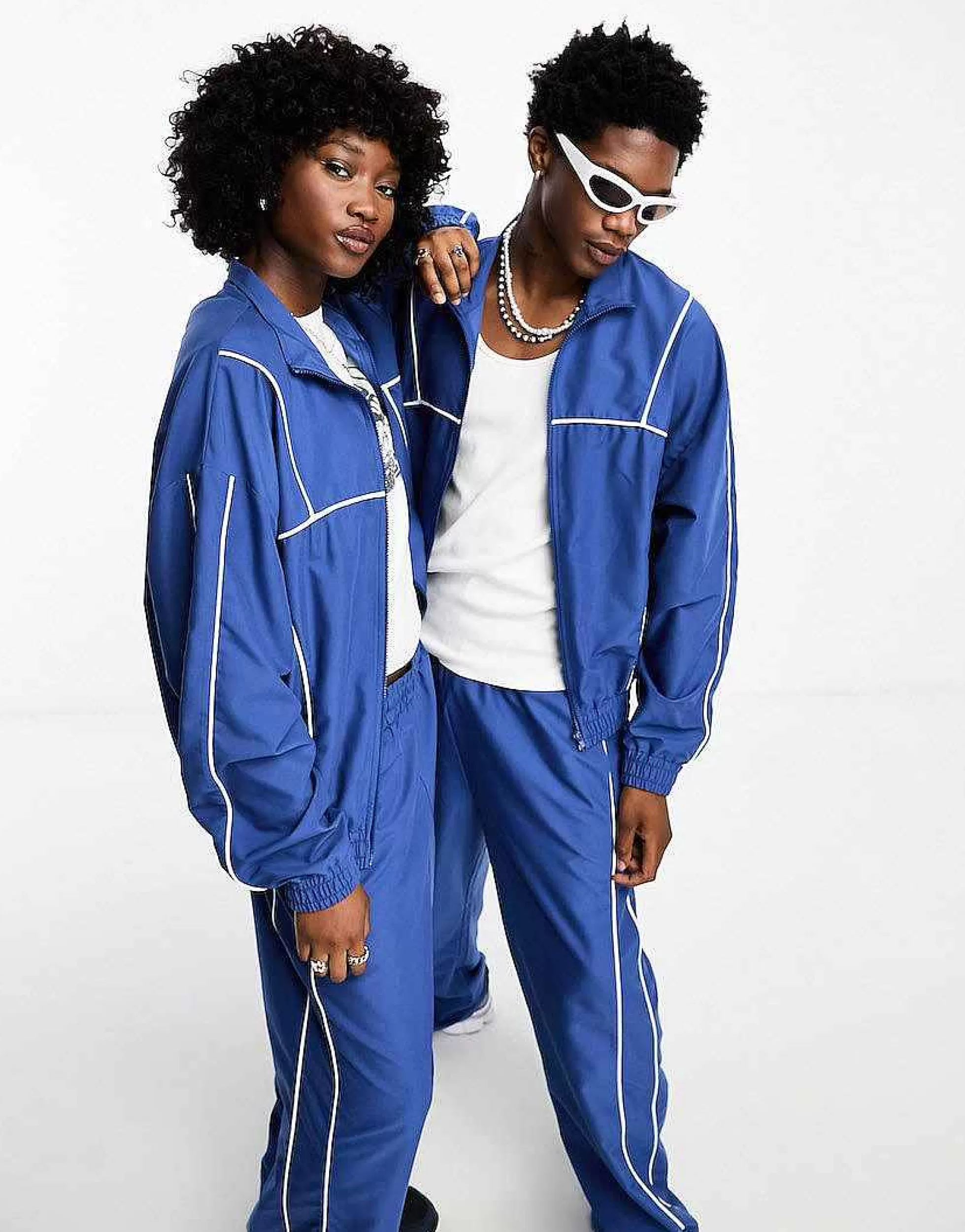 Women Collusion Unisex Track Jacket And Jogger In Blue Co-Ord