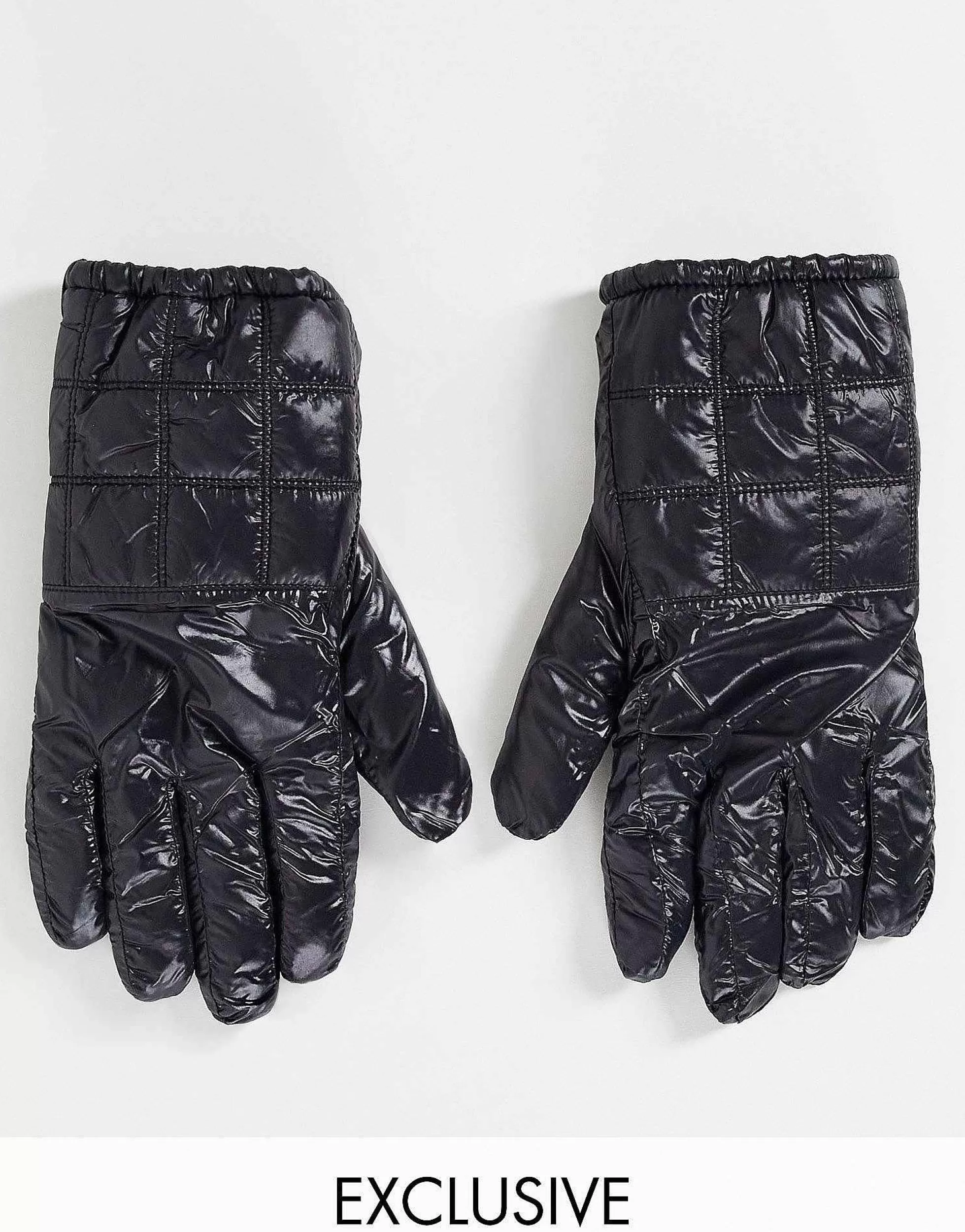 Women Collusion Unisex Wet Look Padded Gloves In