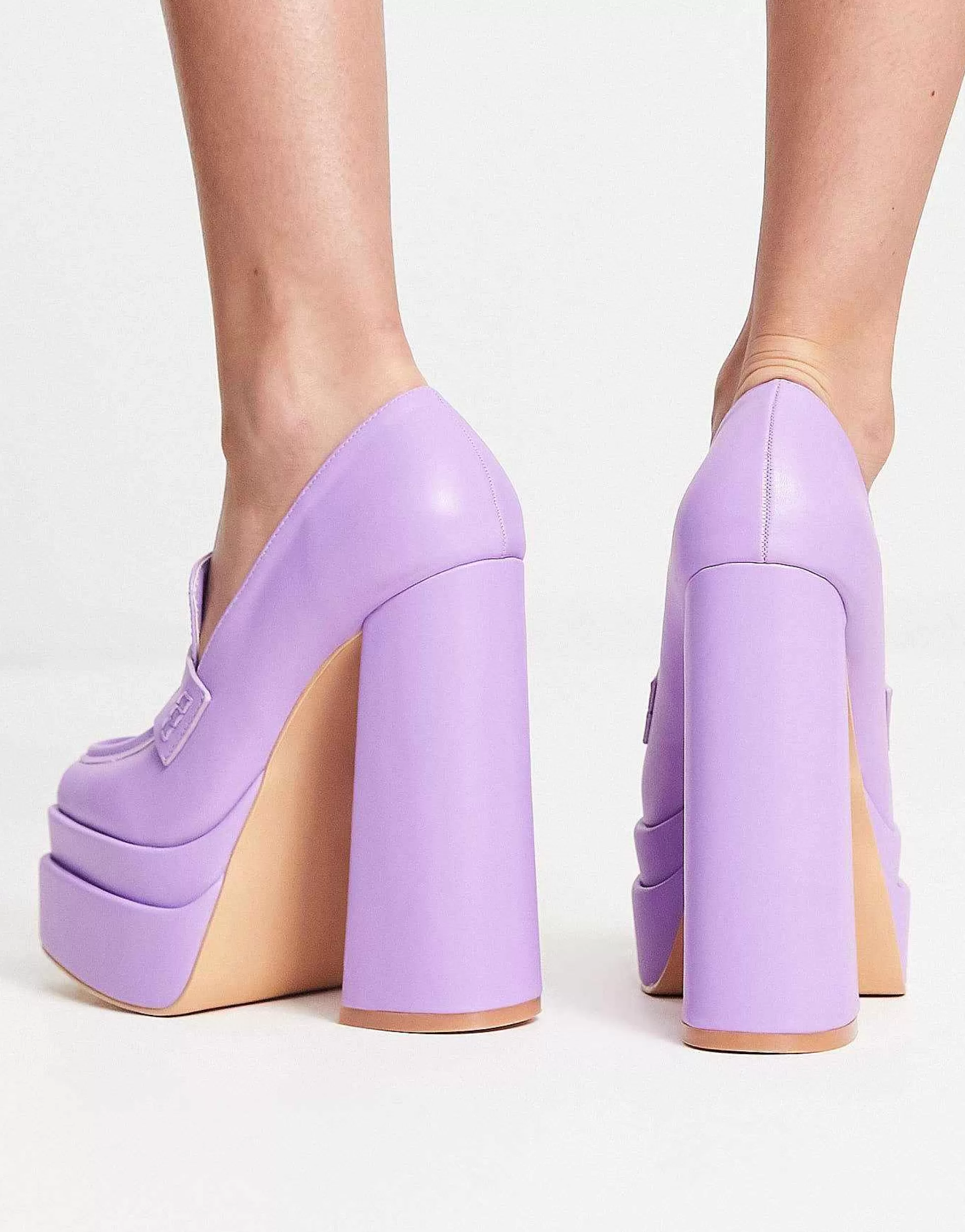 Women Daisy Street Exclusive Double Platform Heeled Loafers In