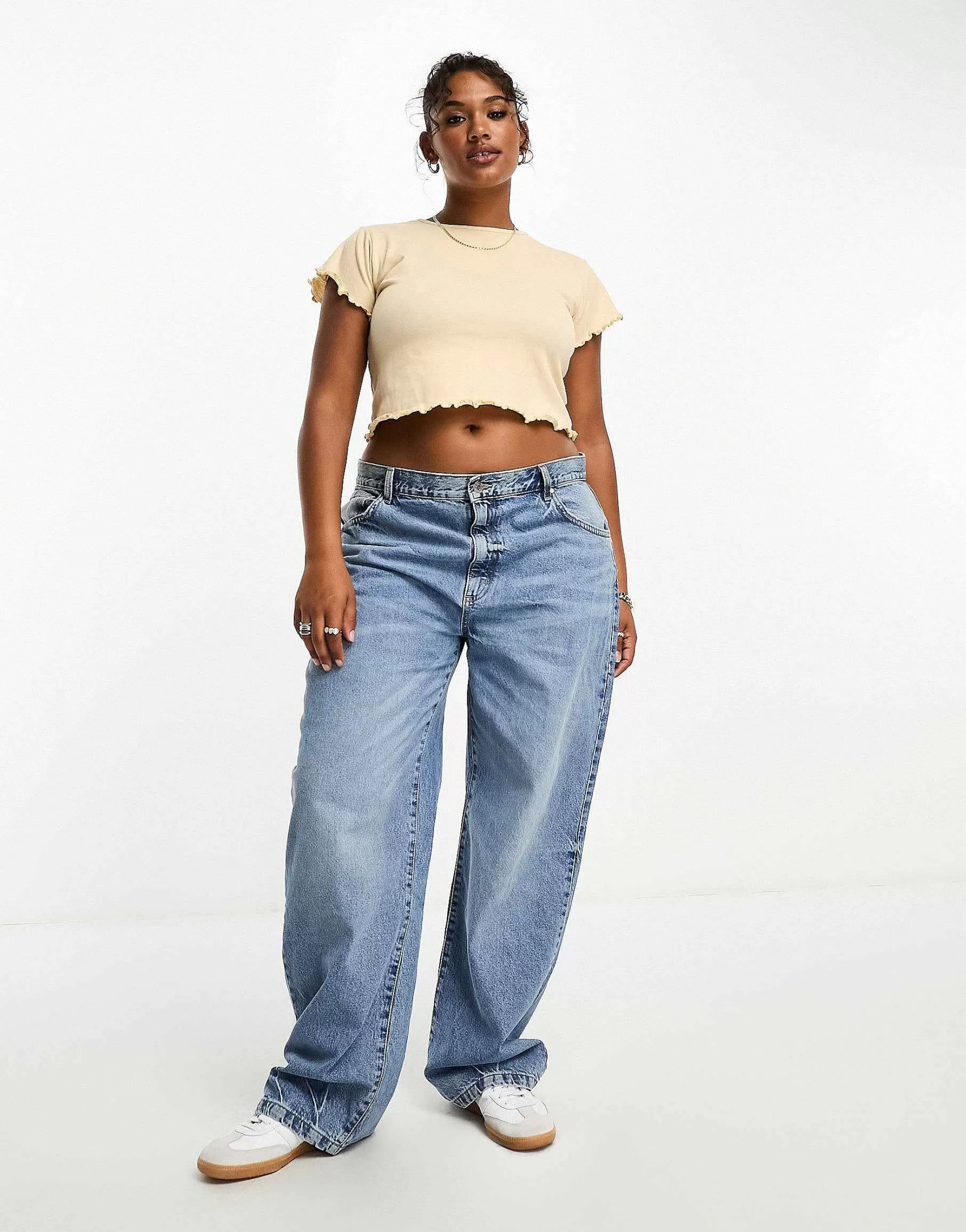 Women Daisy Street Plus Lettuce Hem Baby Tee 2 Pack
