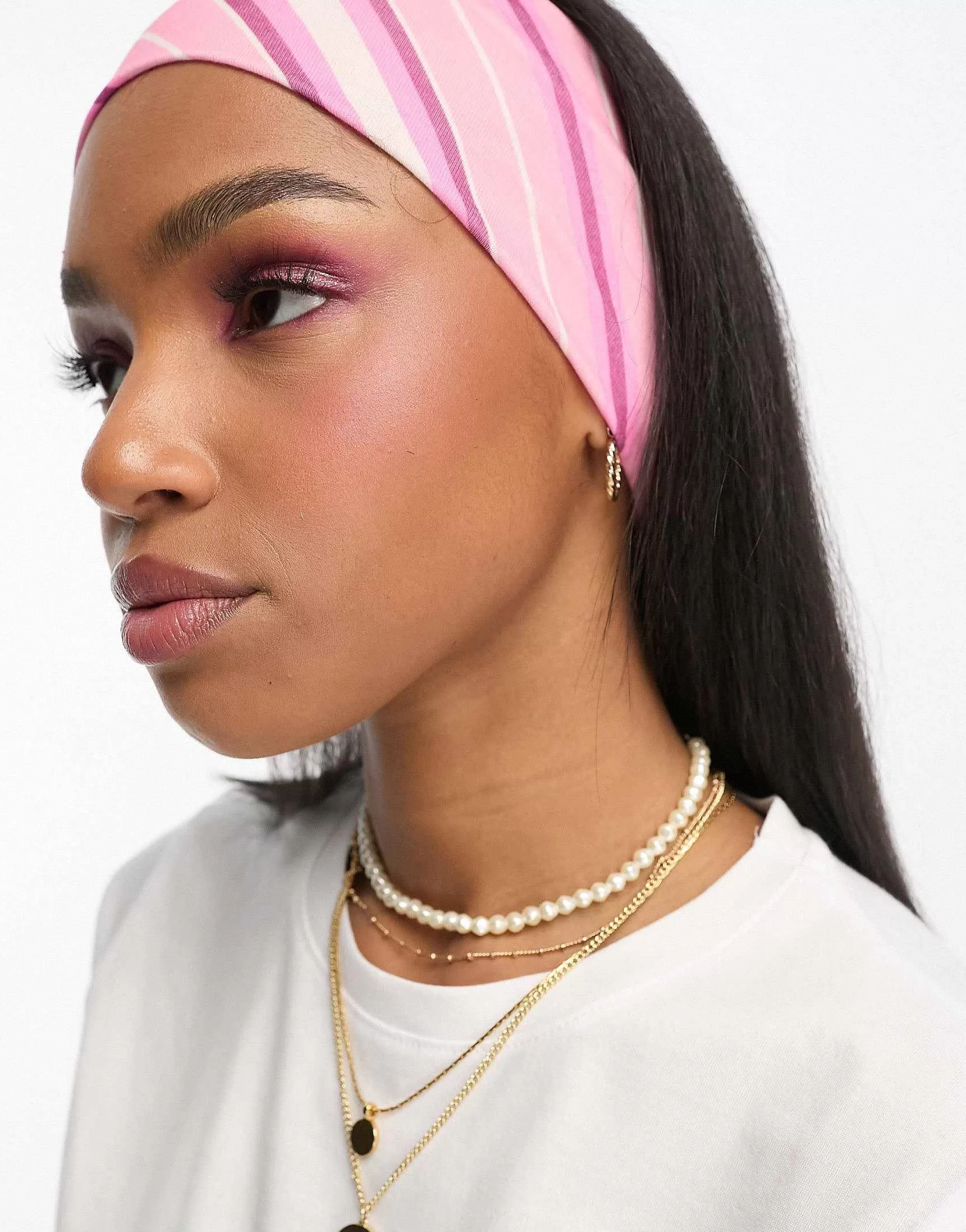 Women Daisy Street X Chloe Davie Wide Jersey Headband In Stripe Print