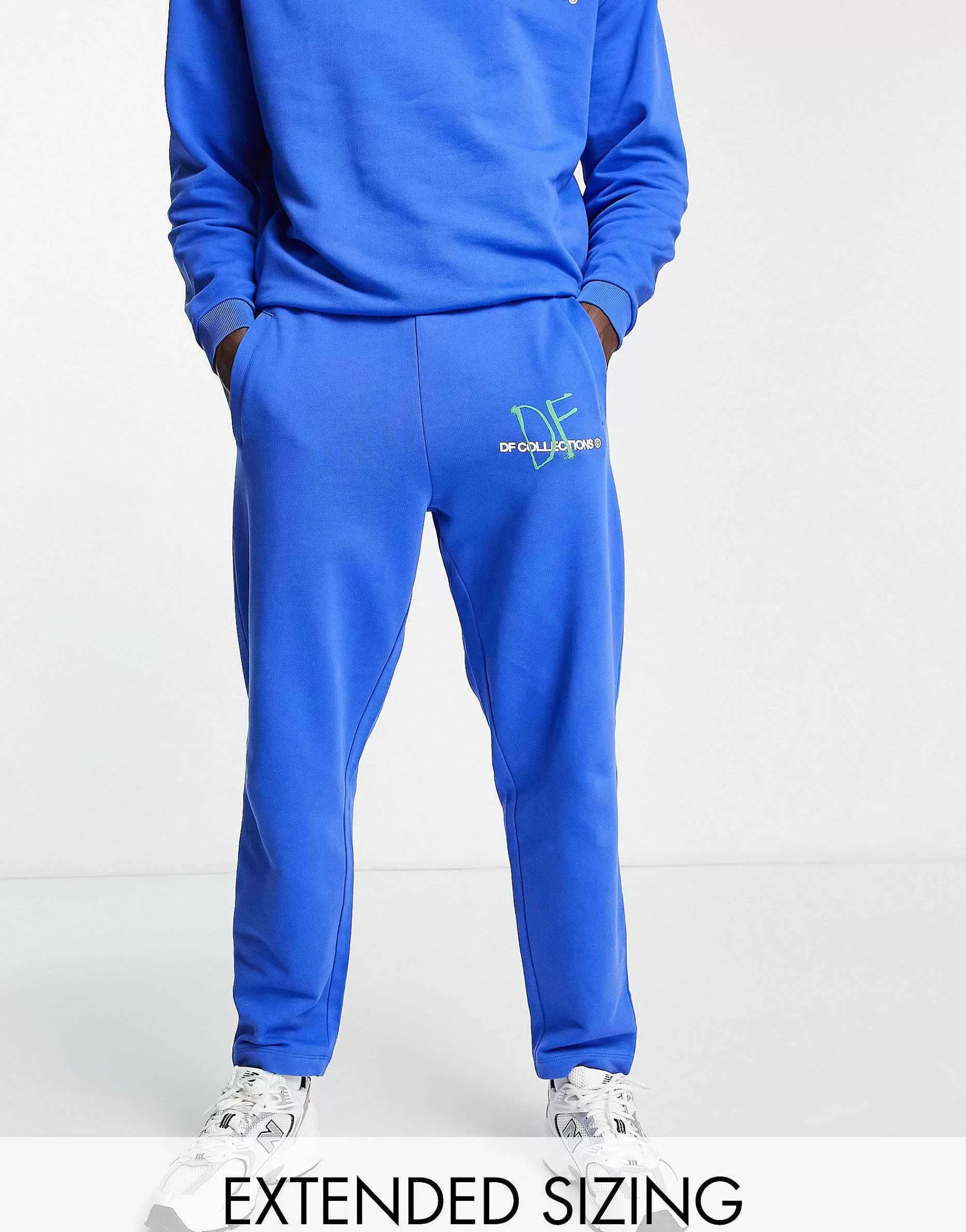 Men DESIGN Dark Future Co-Ord Relaxed Jogger With Logo Graphic Print In Blue