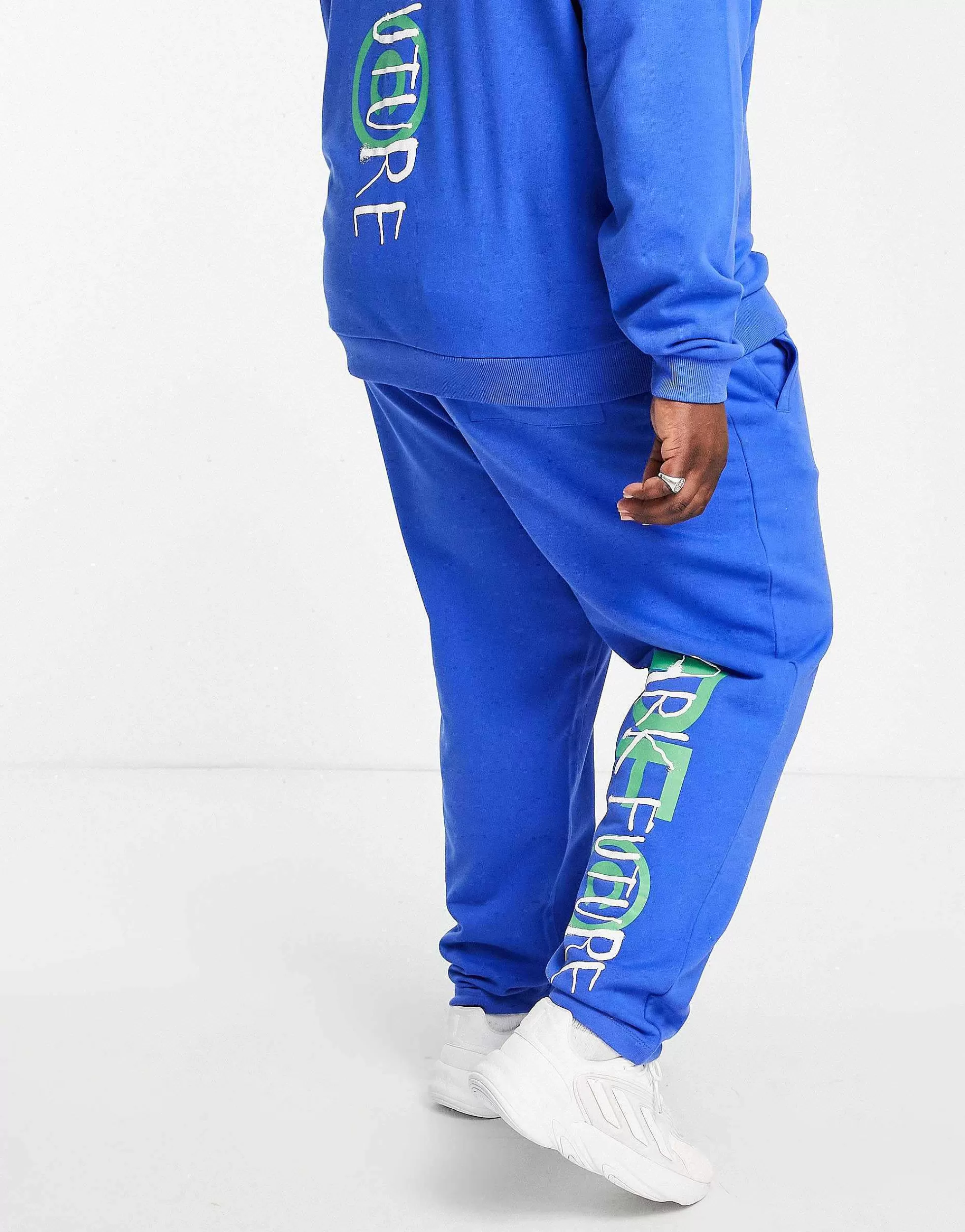 Men DESIGN Dark Future Co-Ord Relaxed Jogger With Logo Graphic Print In Blue