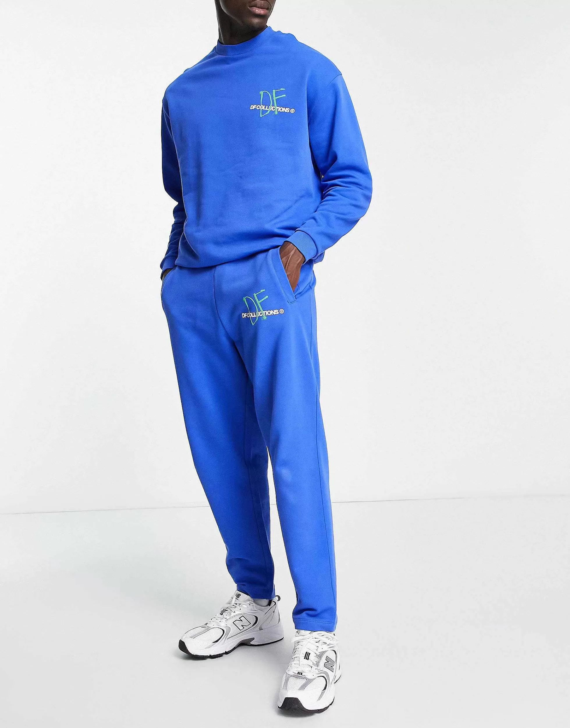 Men DESIGN Dark Future Co-Ord Relaxed Jogger With Logo Graphic Print In Blue