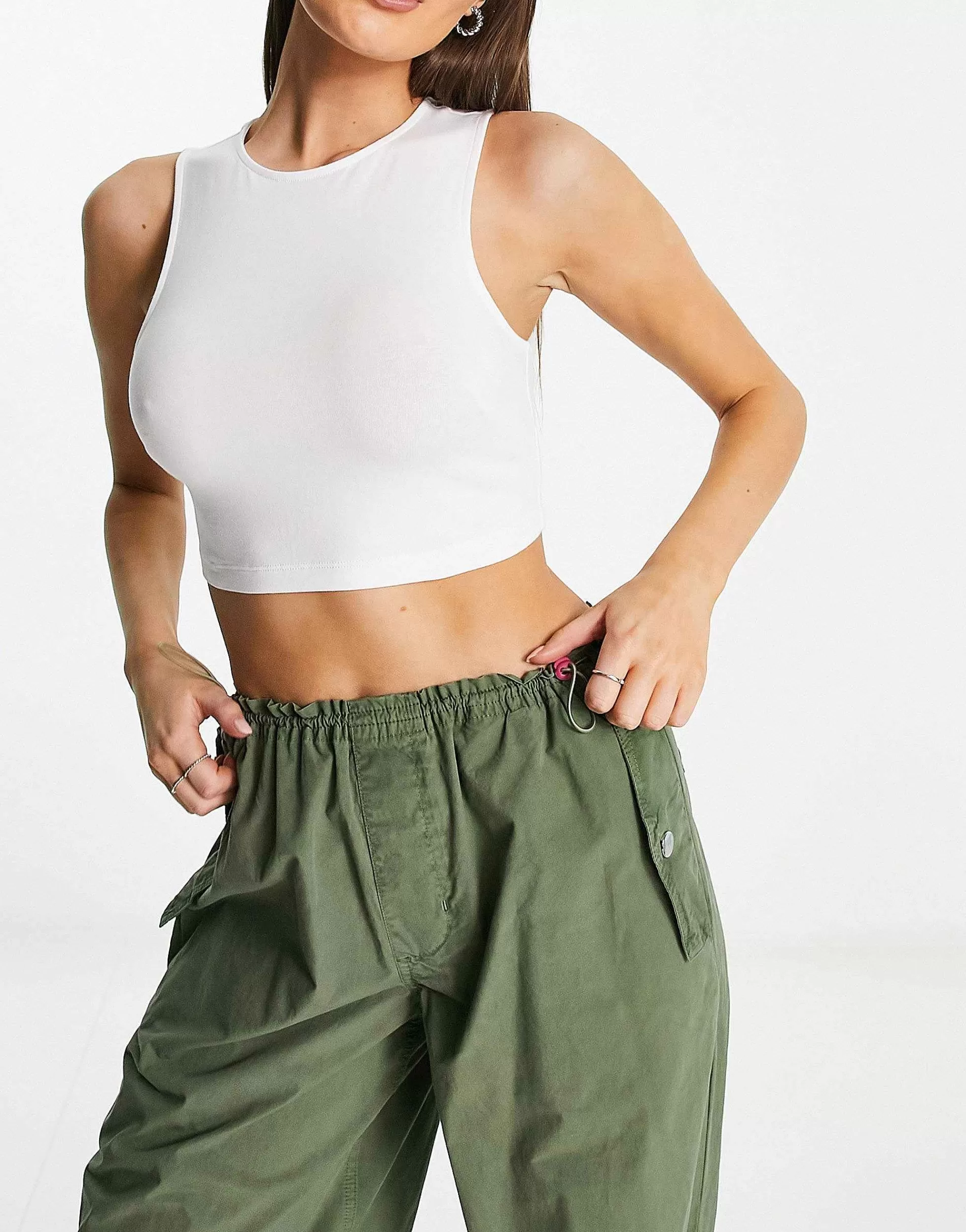 Women DESIGN 2 Pack High Neck Super Crop Vest In Black And White