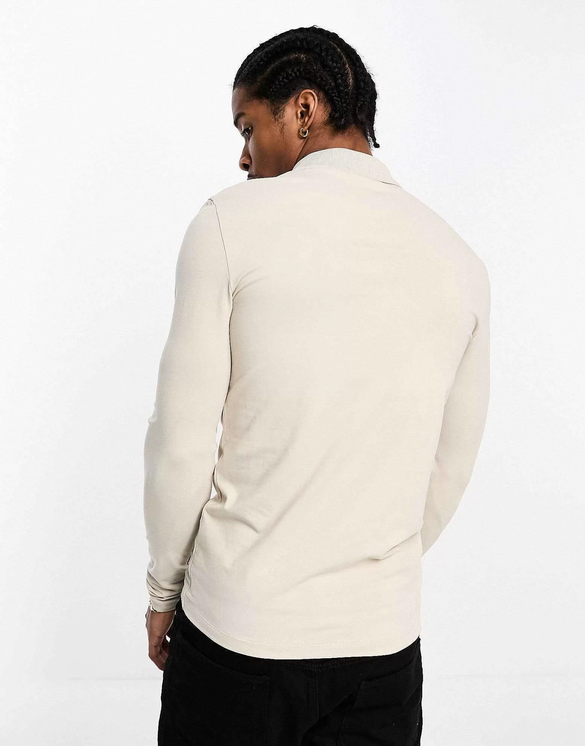 Men DESIGN 2 Pack Long Sleeve Muscle Fit Polo In Stone And Burgundy