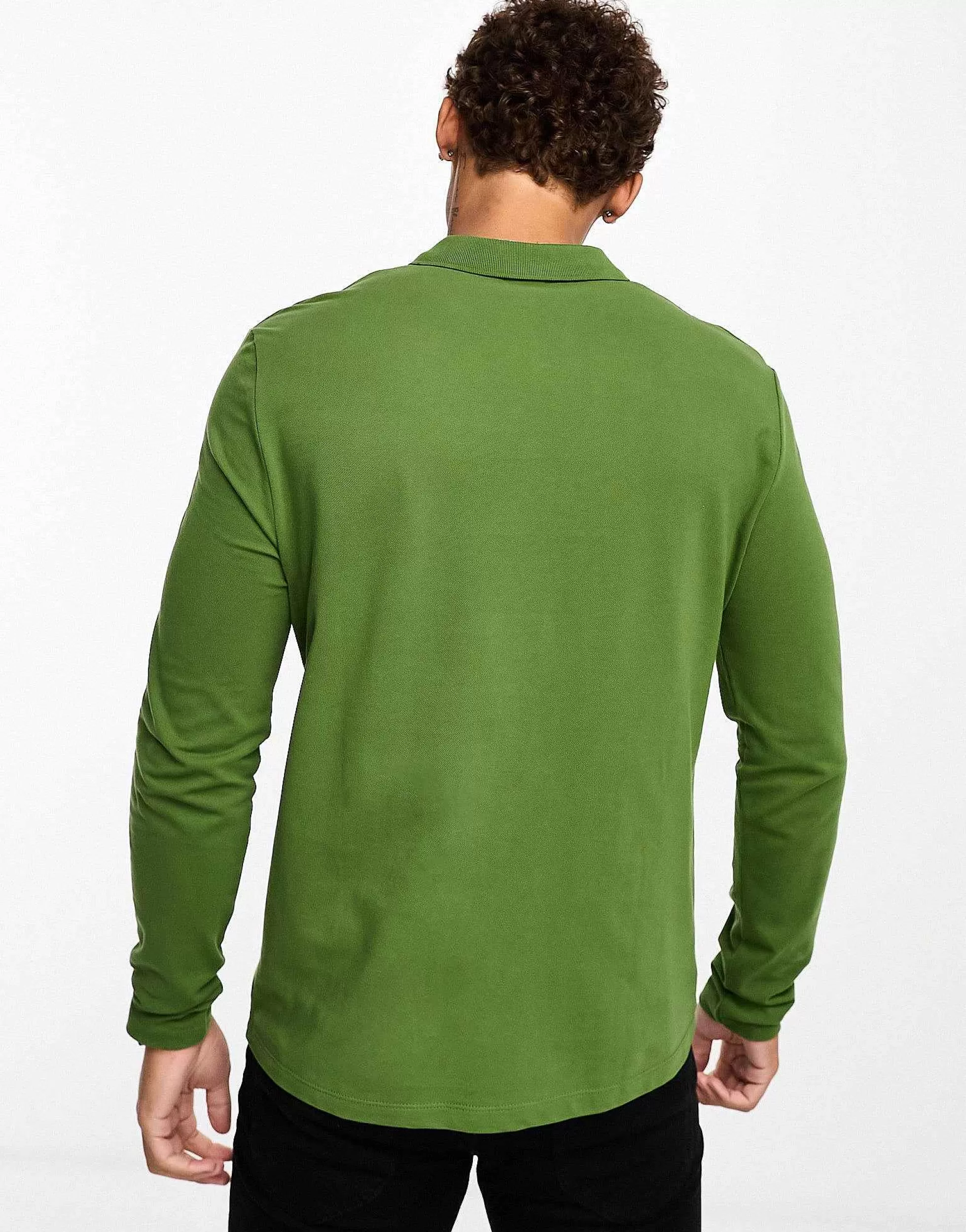 Men DESIGN 2 Pack Long Sleeve Pique Polo In Green And Navy