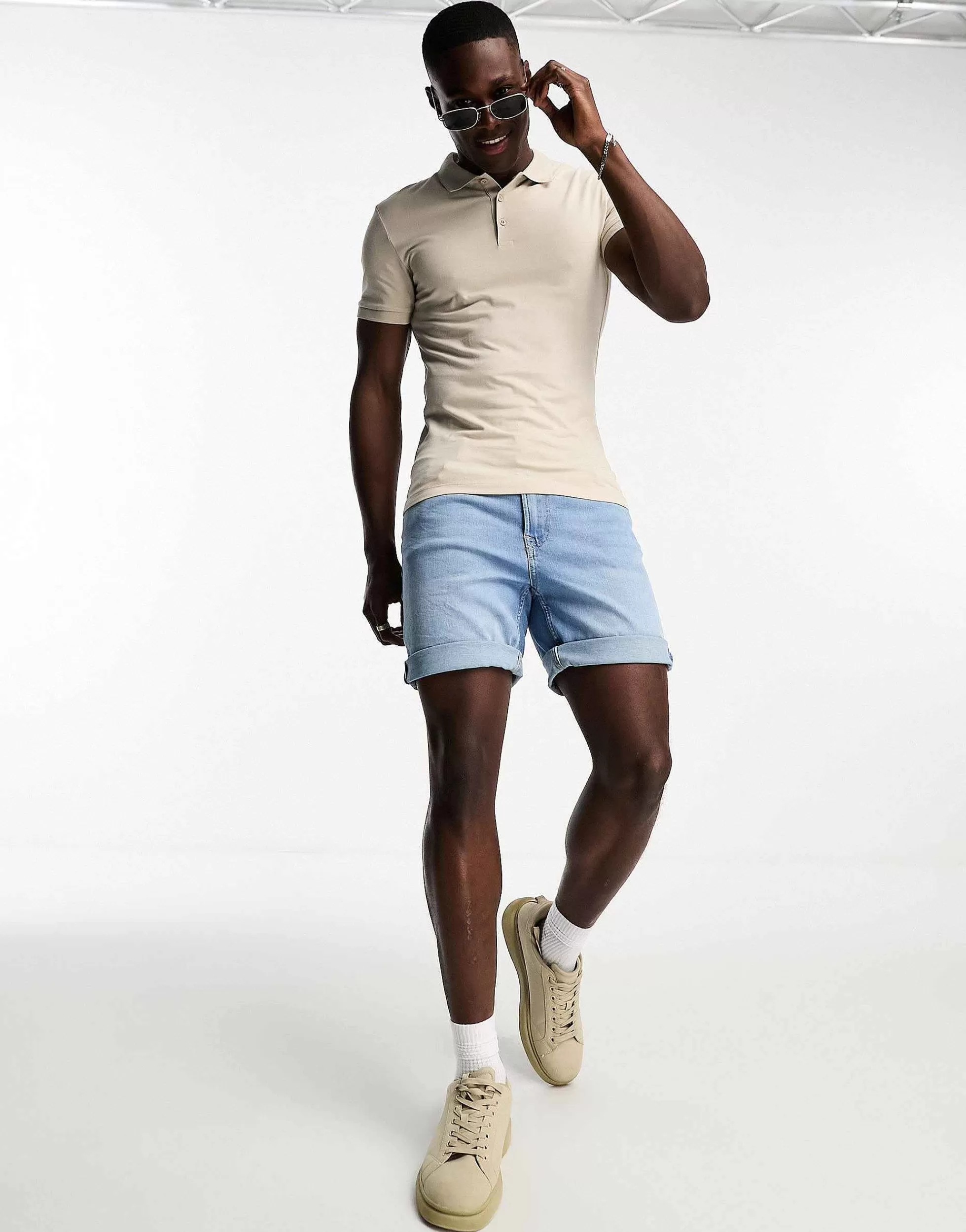 Men DESIGN 2 Pack Muscle Fit Polo In Stone And Grey