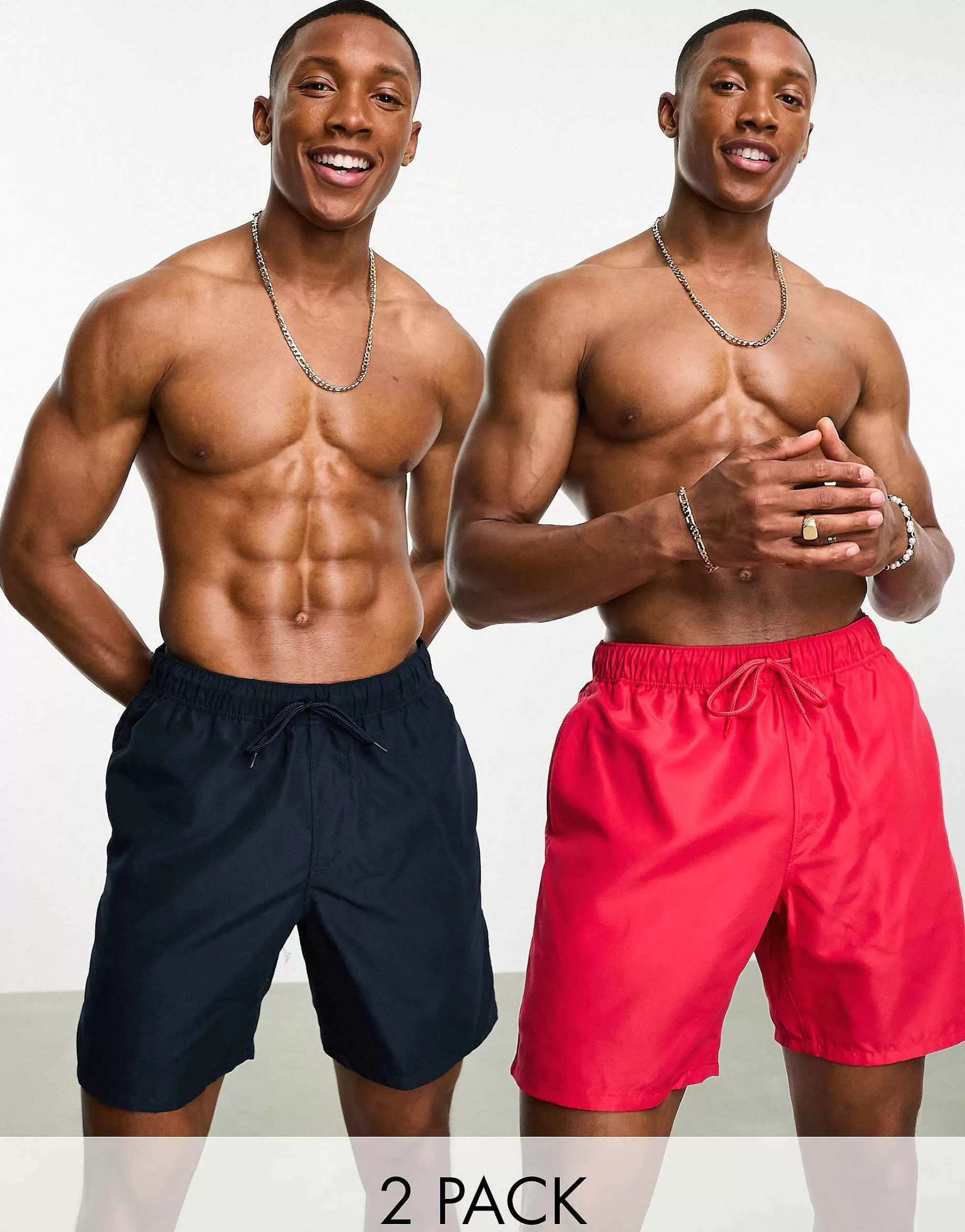 Men DESIGN 2 Pack Swim Shorts In Mid Length In Save