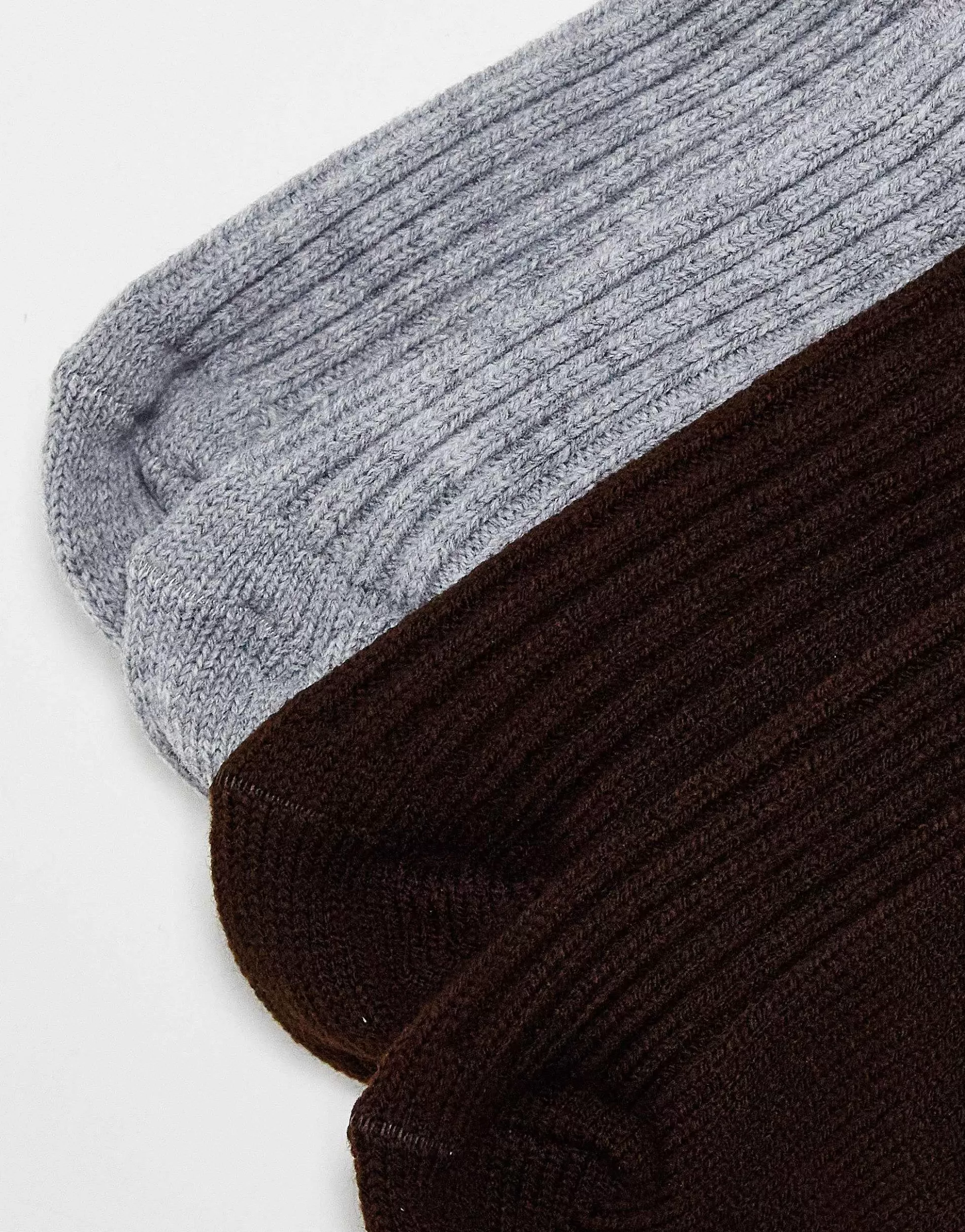 Women DESIGN 2 Pack Wool Mix Lounge And Boot Socks In Brown And Charcoal