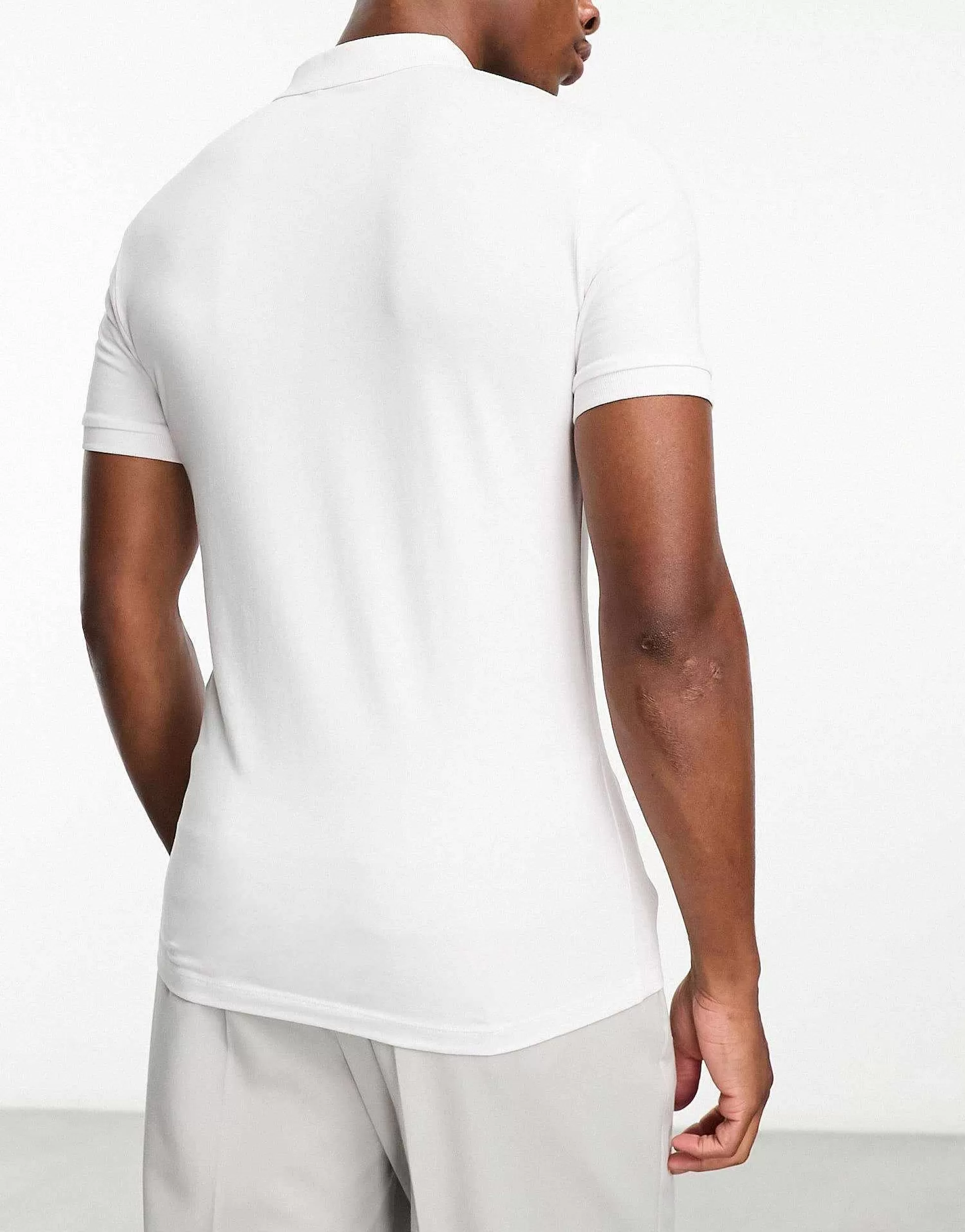 Men DESIGN 3 Pack Muscle Fit Polo In Khaki, White And Beige