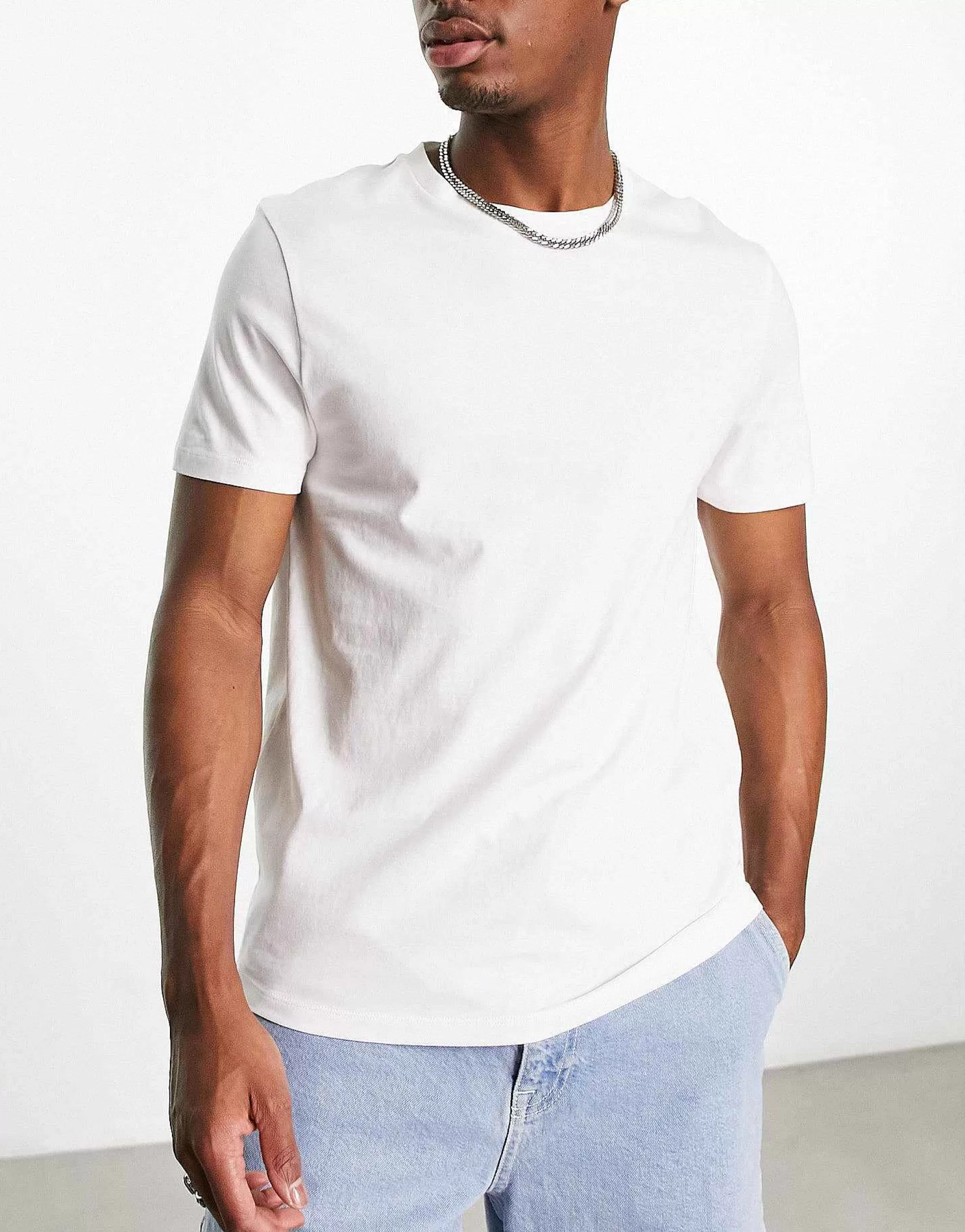 Men DESIGN 3 Pack T-Shirt With Crew Neck In White, Grey Marl And Black