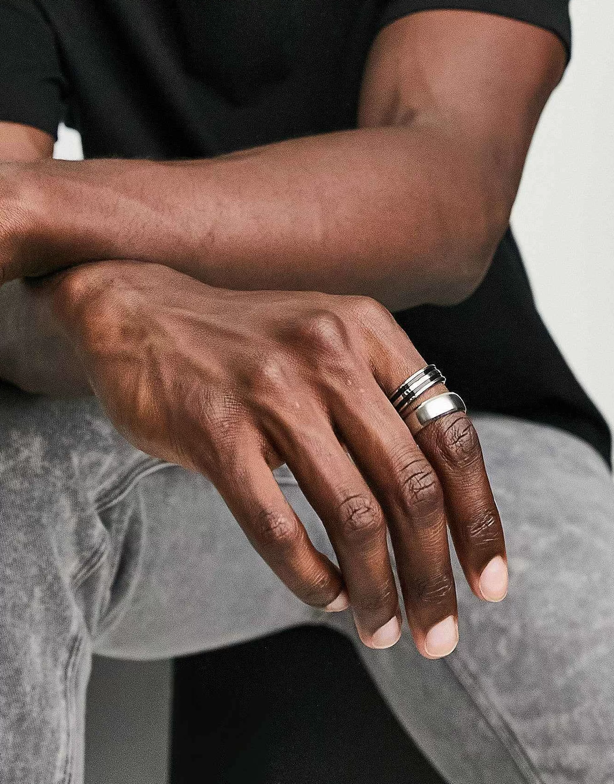 Men DESIGN 3 Pack Waterproof Stainless Steel Band Ring Set In Tone