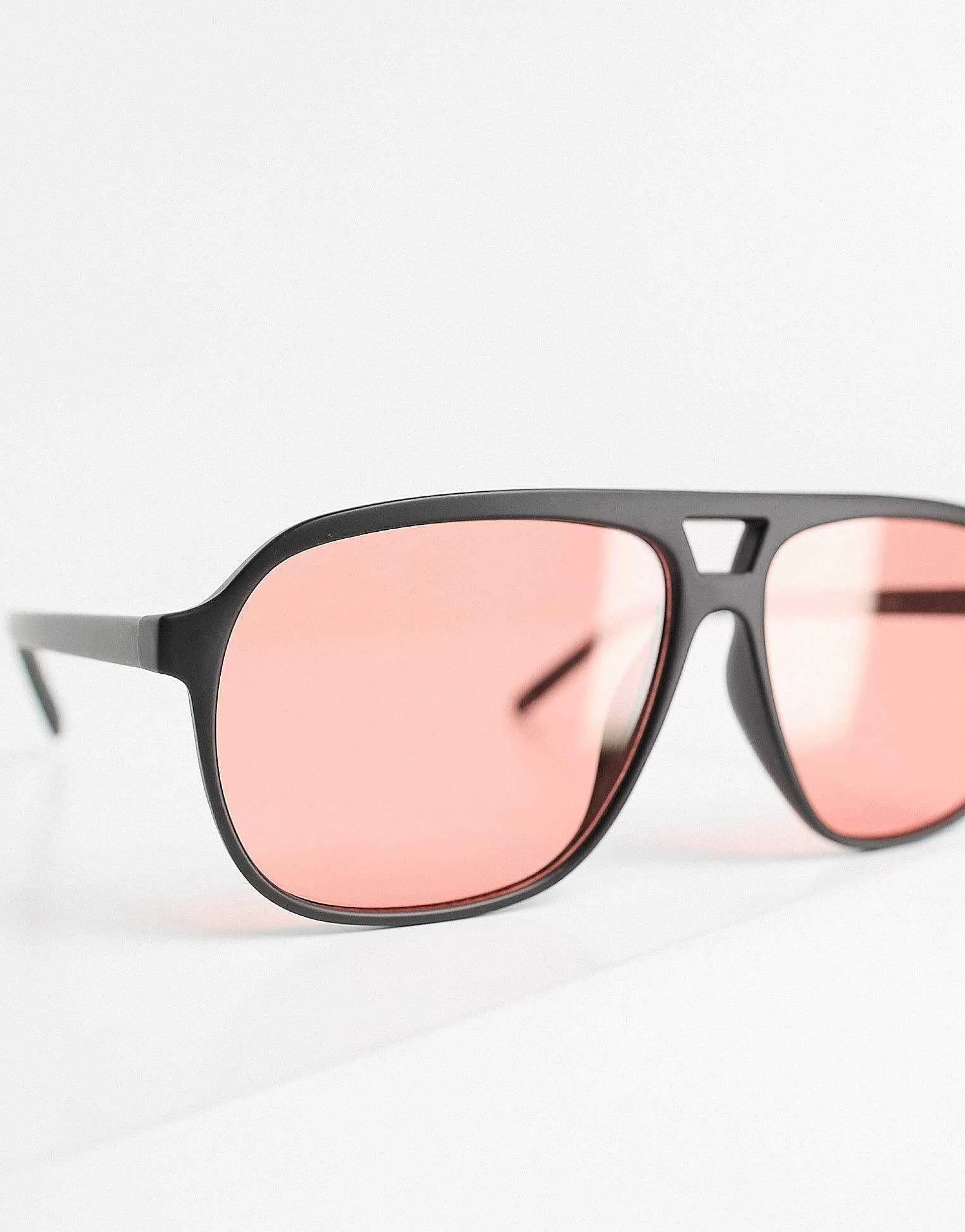 Men DESIGN 70S Aviator Sunglasses In With Red Lens