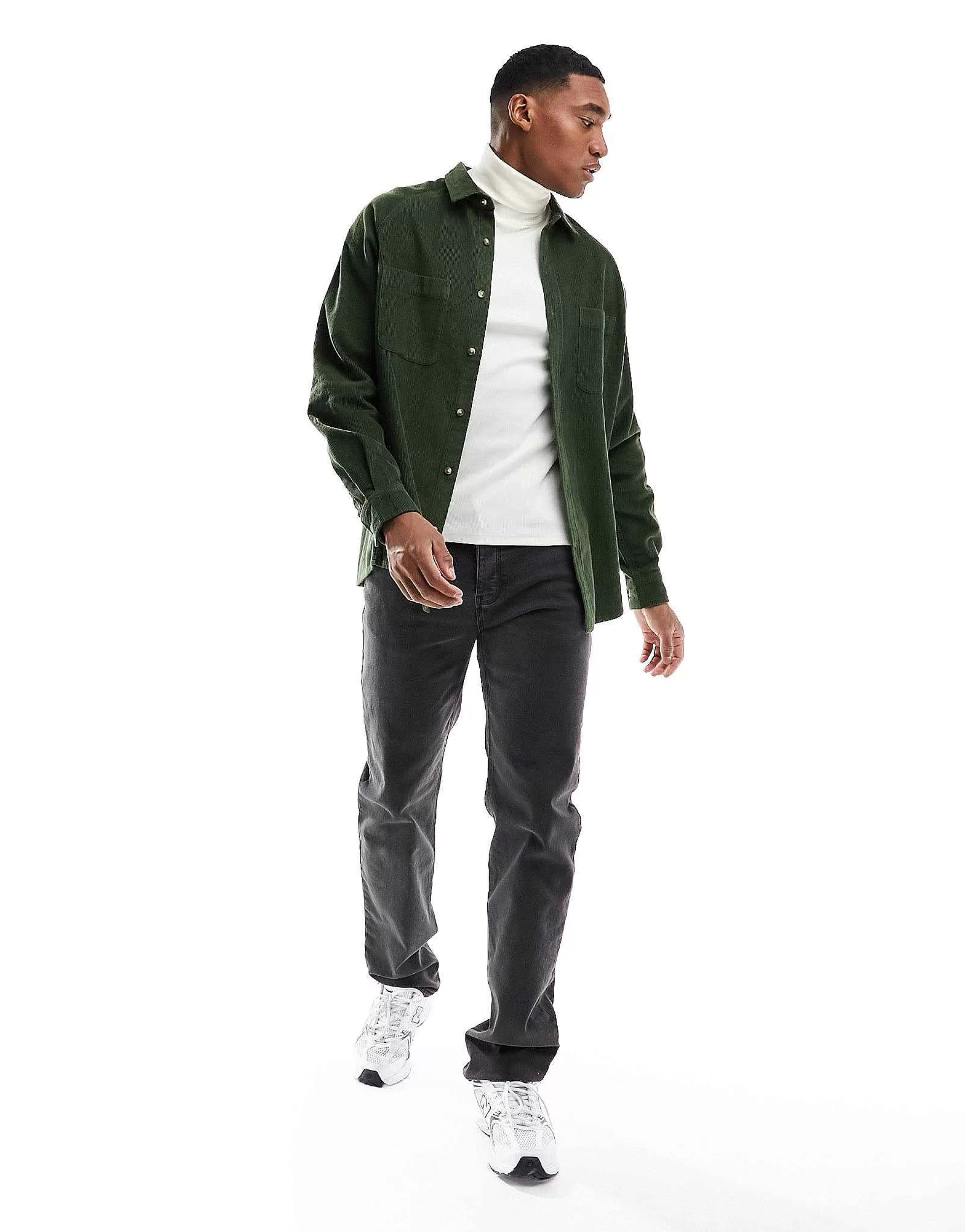 Men DESIGN 90 Oversized Raglan Sleeve Cord Shirt In