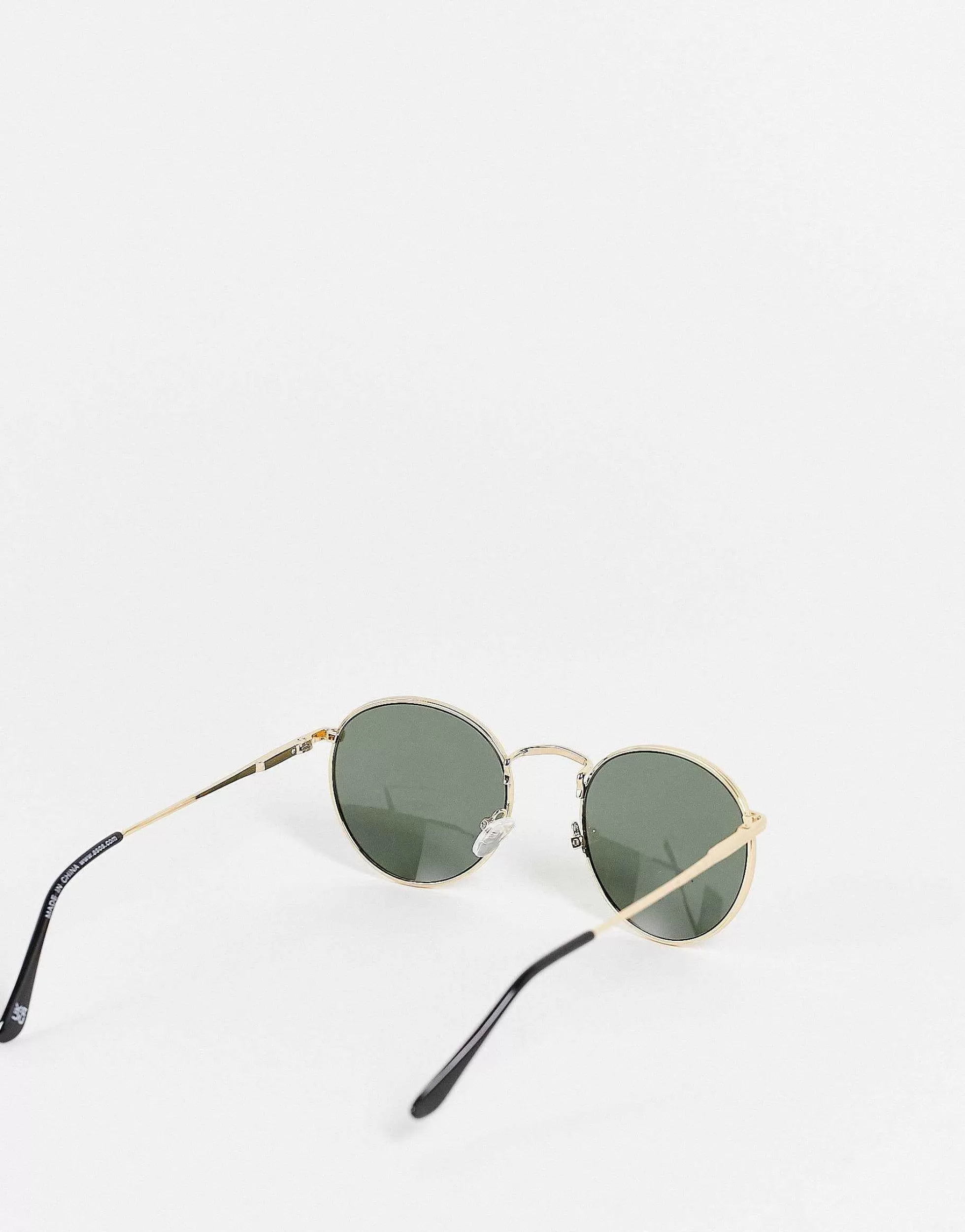 Men DESIGN 90S Round Metal Sunglasses With Smoke Lens In