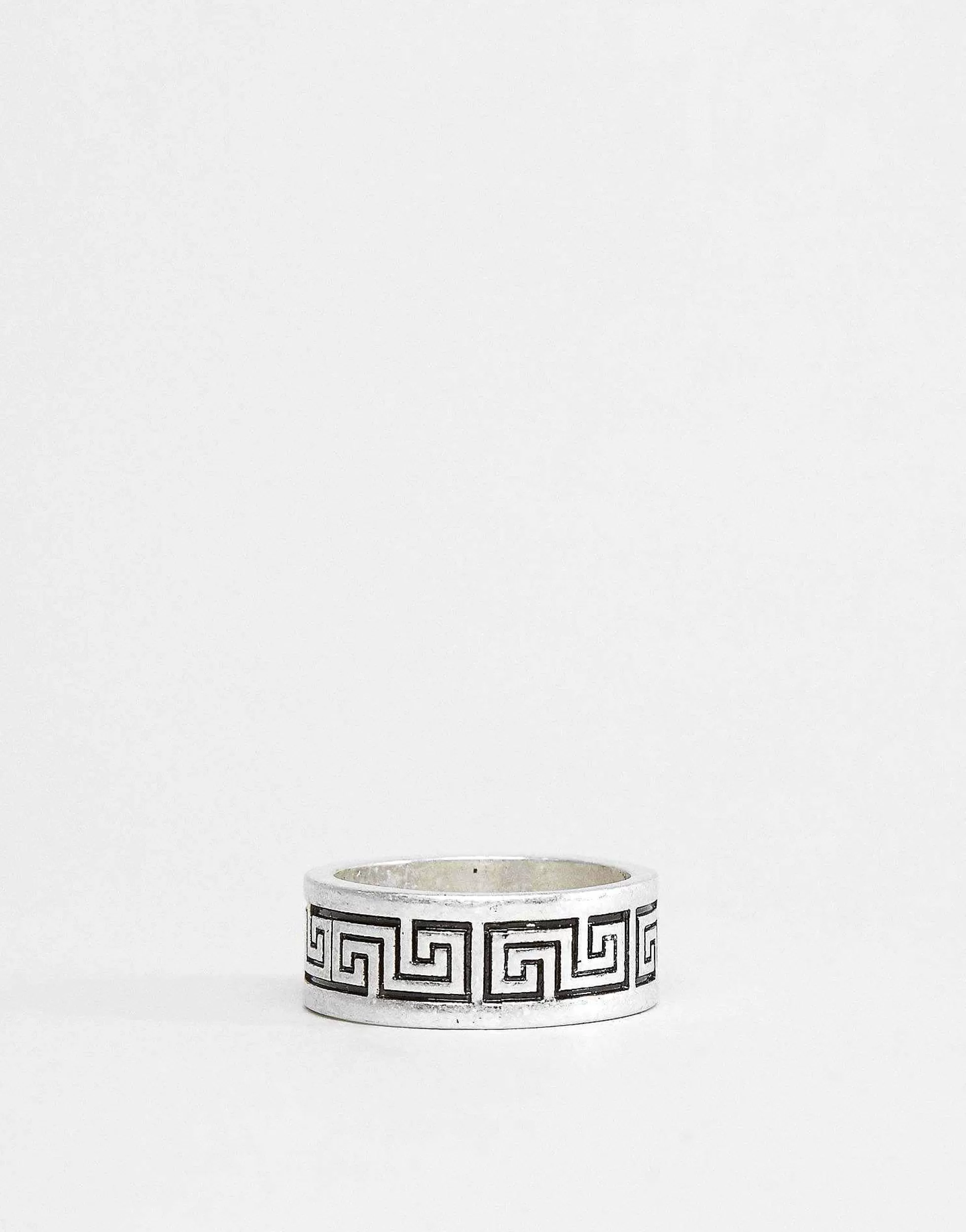 Men DESIGN Band Ring With Column Emboss In Burnished Tone