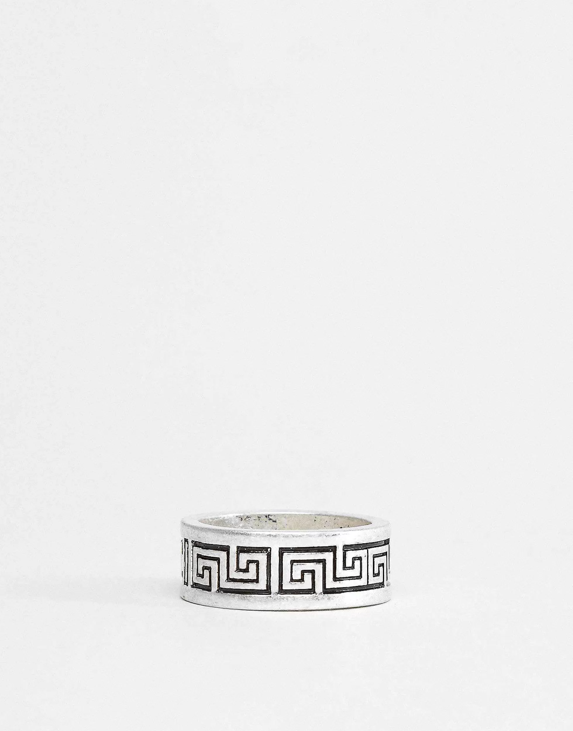 Men DESIGN Band Ring With Column Emboss In Burnished Tone