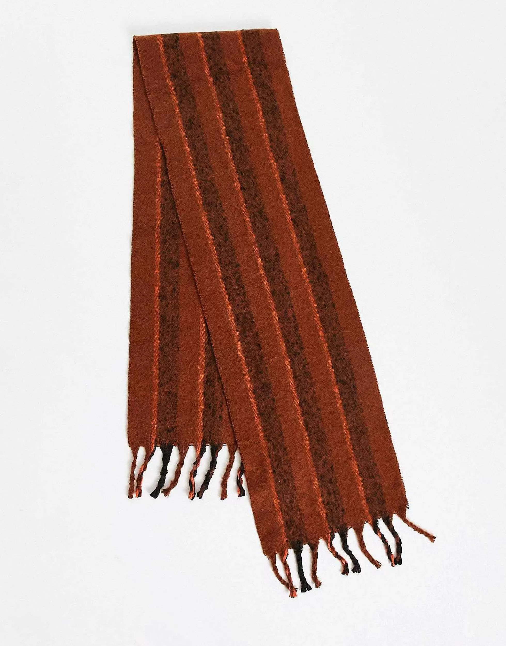 Men DESIGN Blanket Scarf In Brown And Orange Stripe