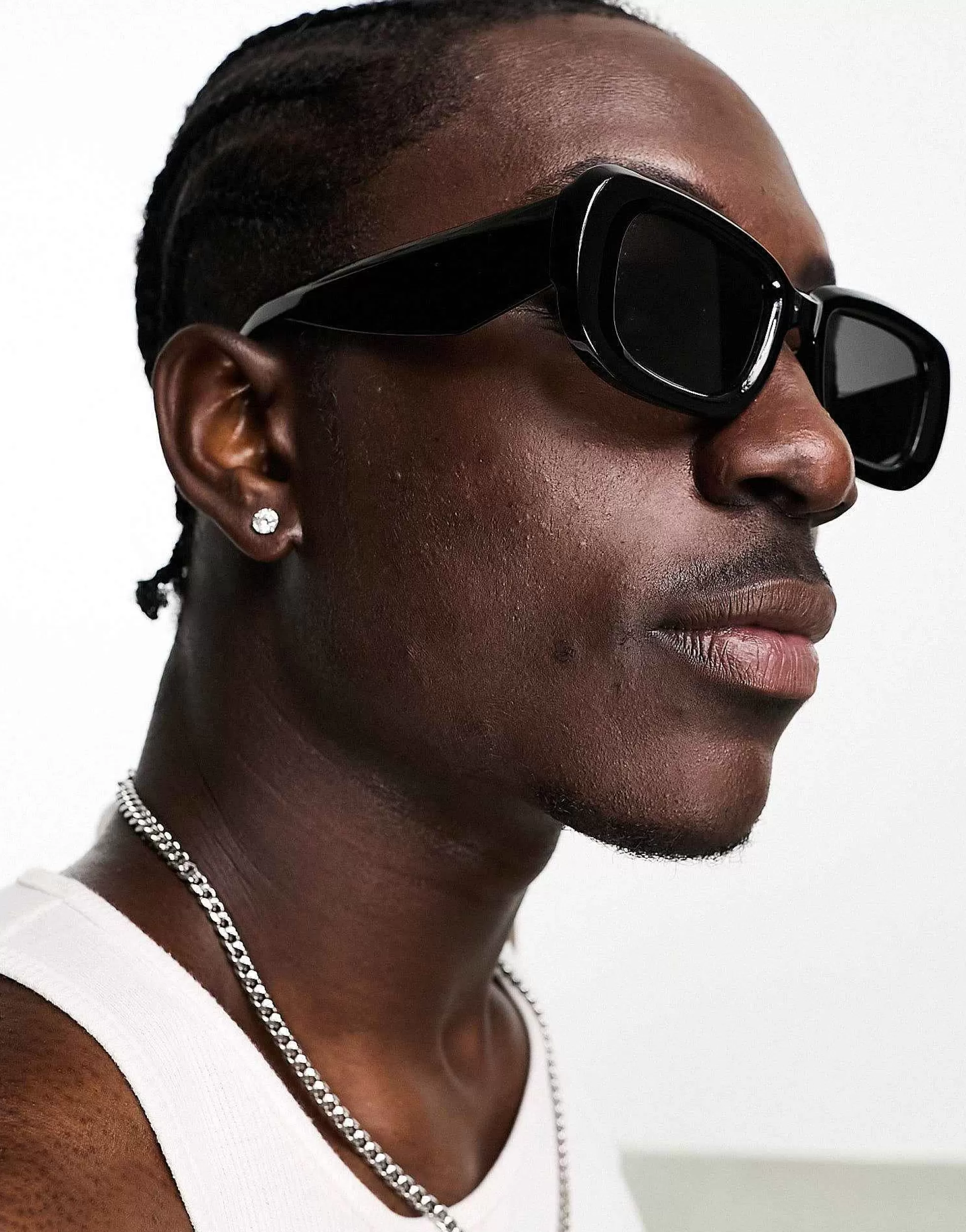 Men DESIGN Chunky 70'S Square Sunglasses With Smoke Lens In