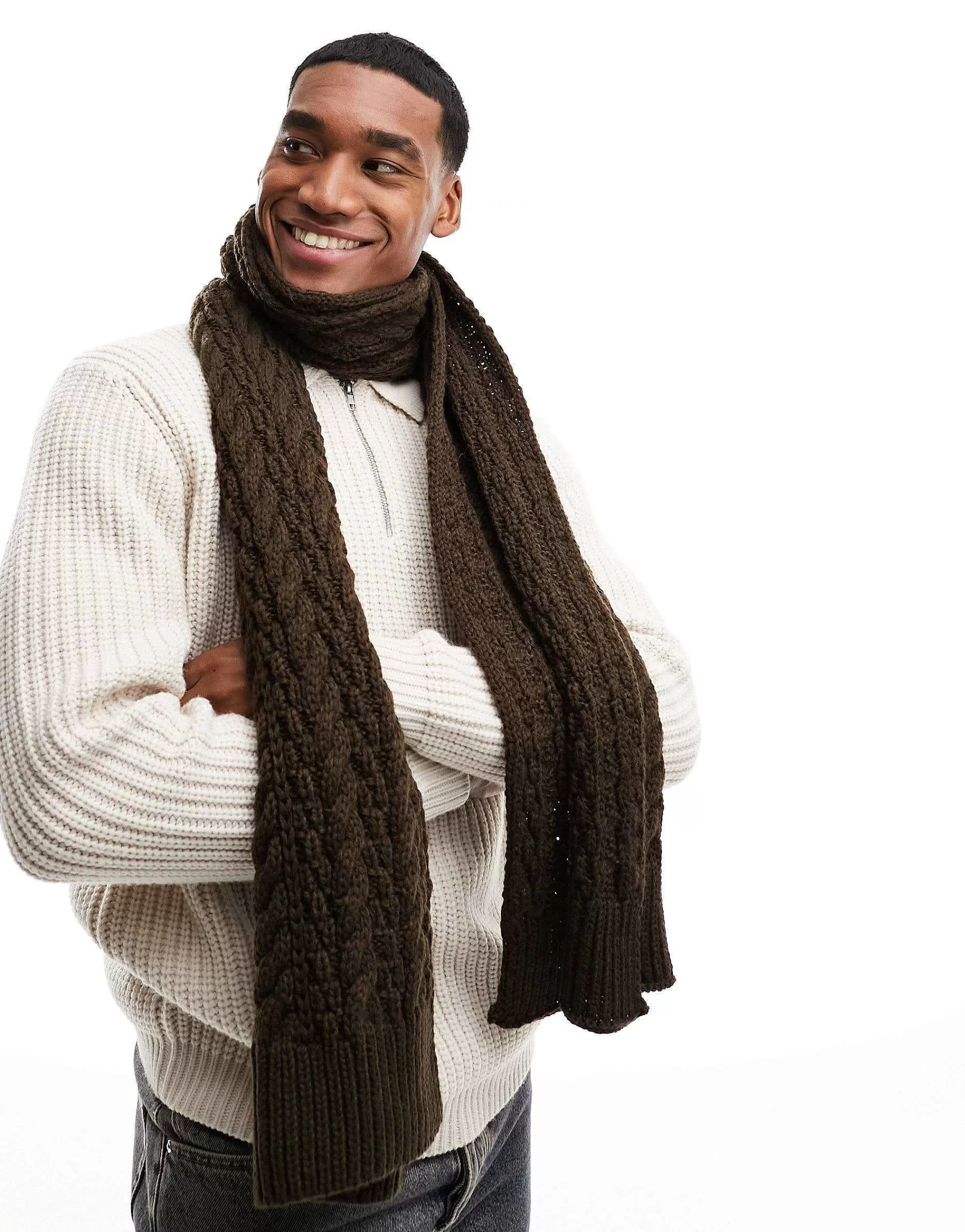 Men DESIGN Chunky Knit Scarf In