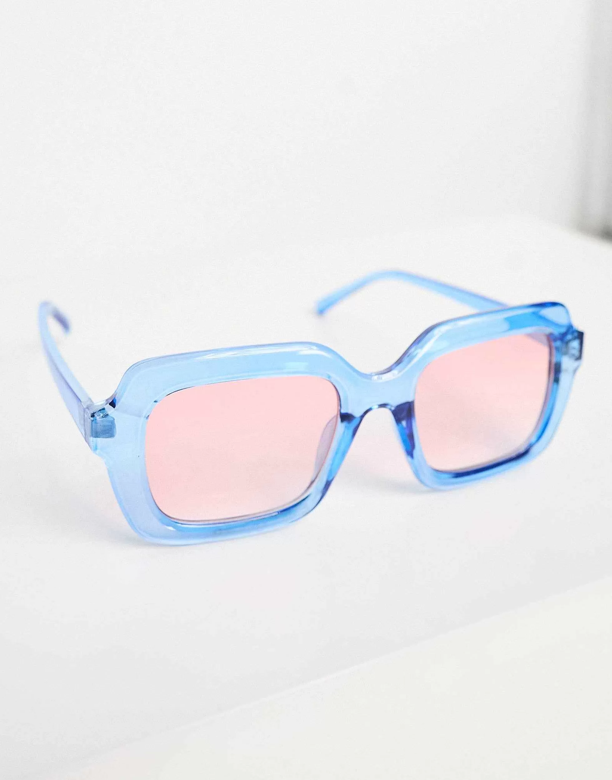 Women DESIGN Chunky Mid Square In Crystal Blue With Light Pink Lens