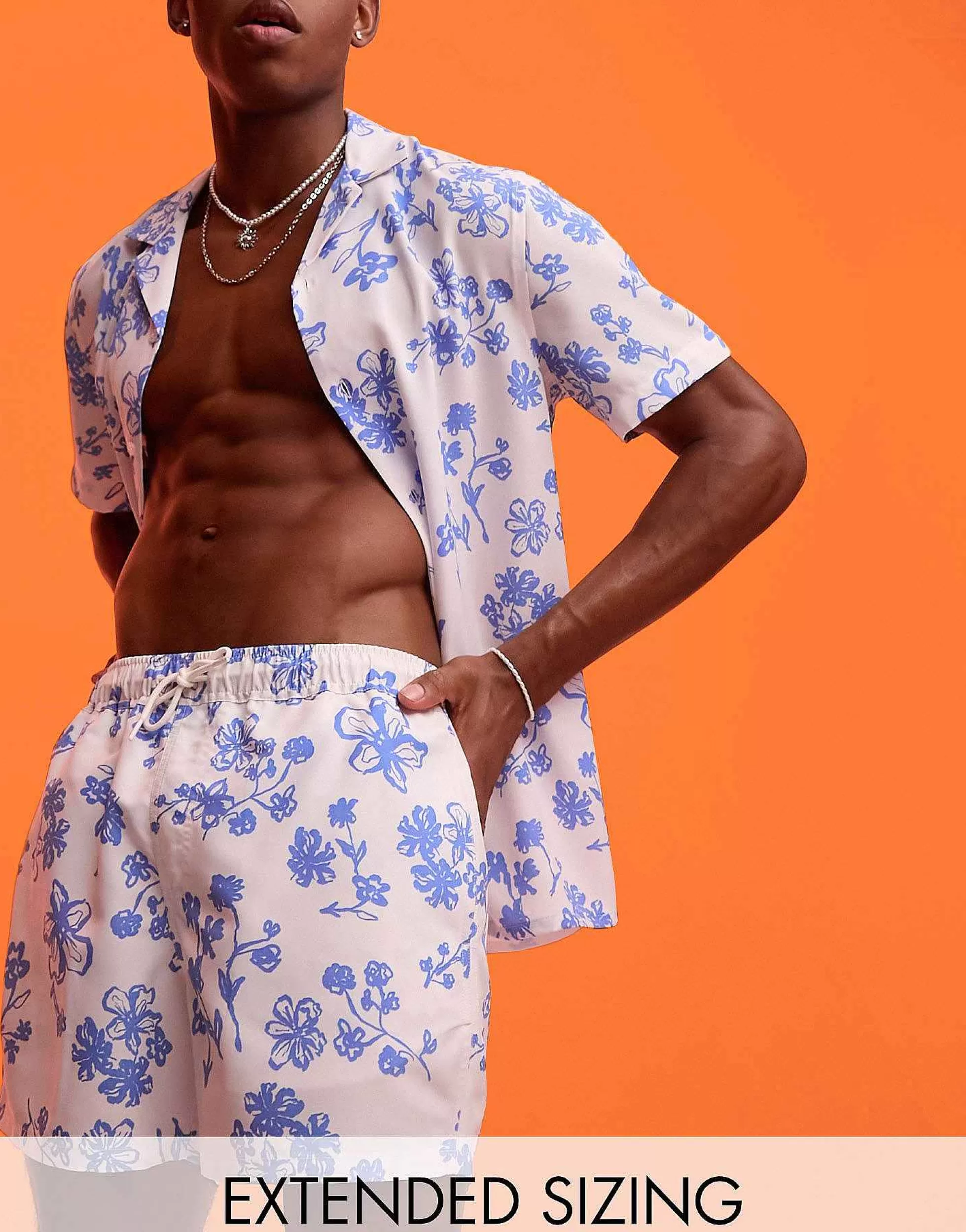 Men DESIGN Co-Ord In Scribble Floral Print