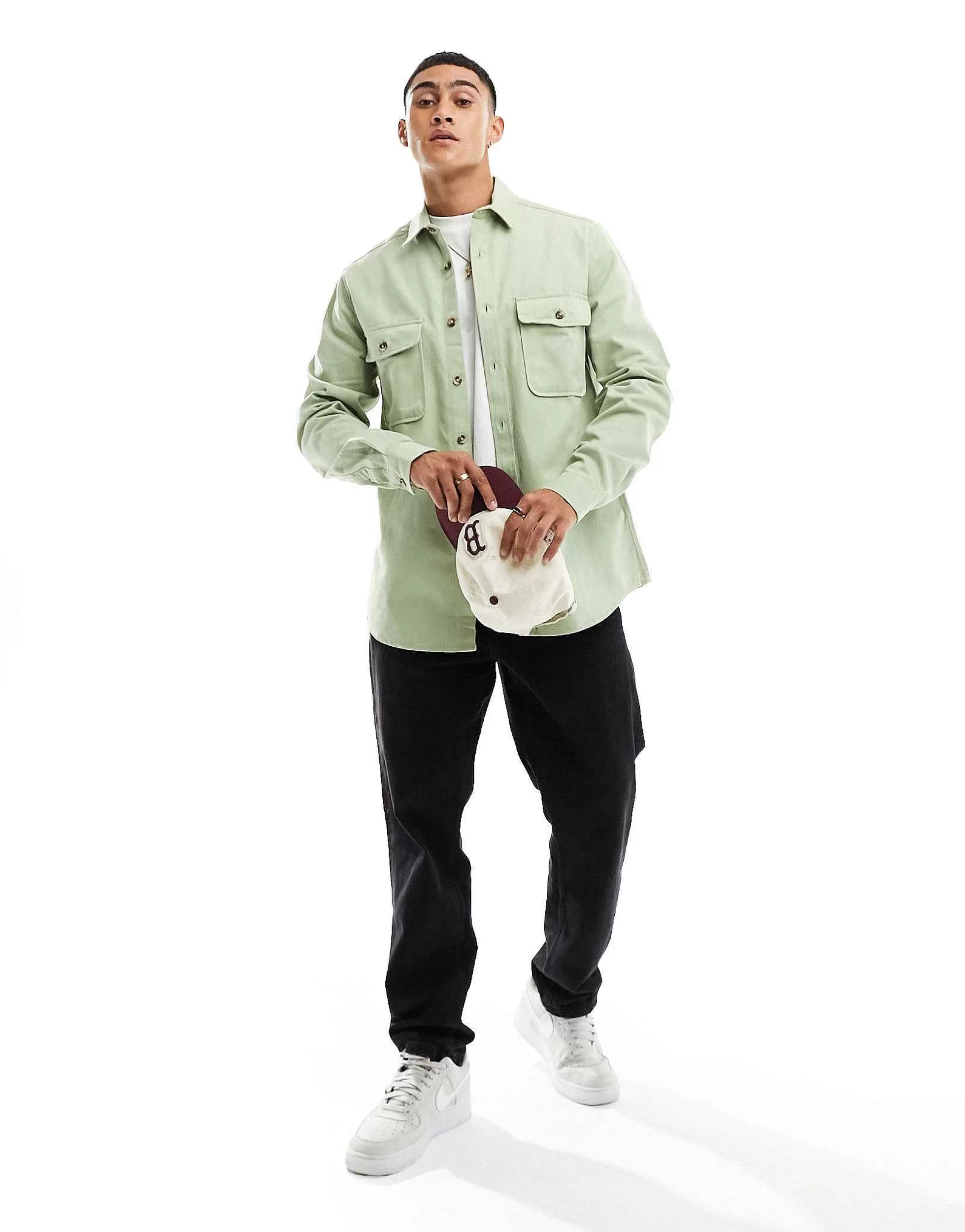 Men DESIGN Cotton Shacket In Mid