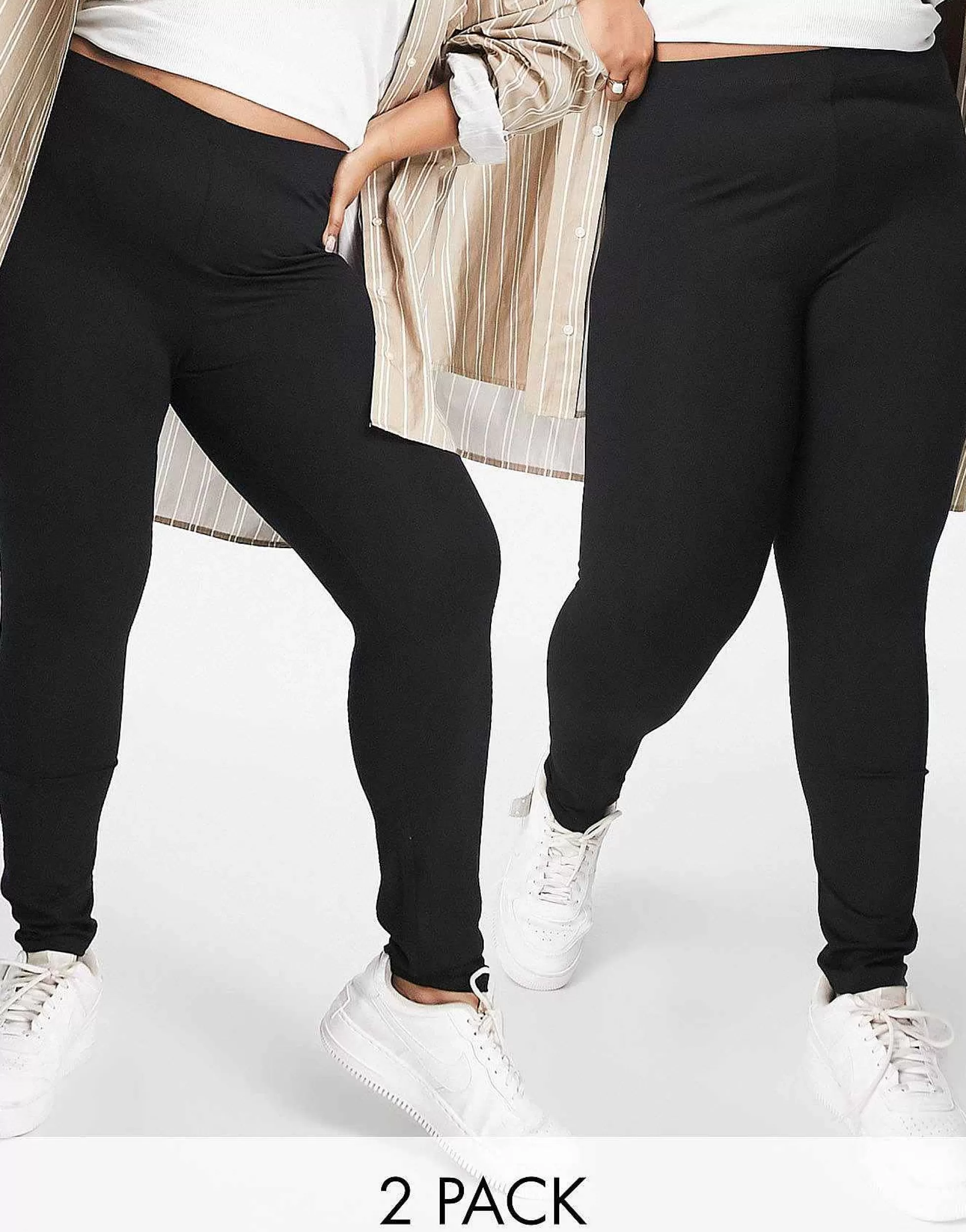 Women Curve Design 2 Pack Leggings In