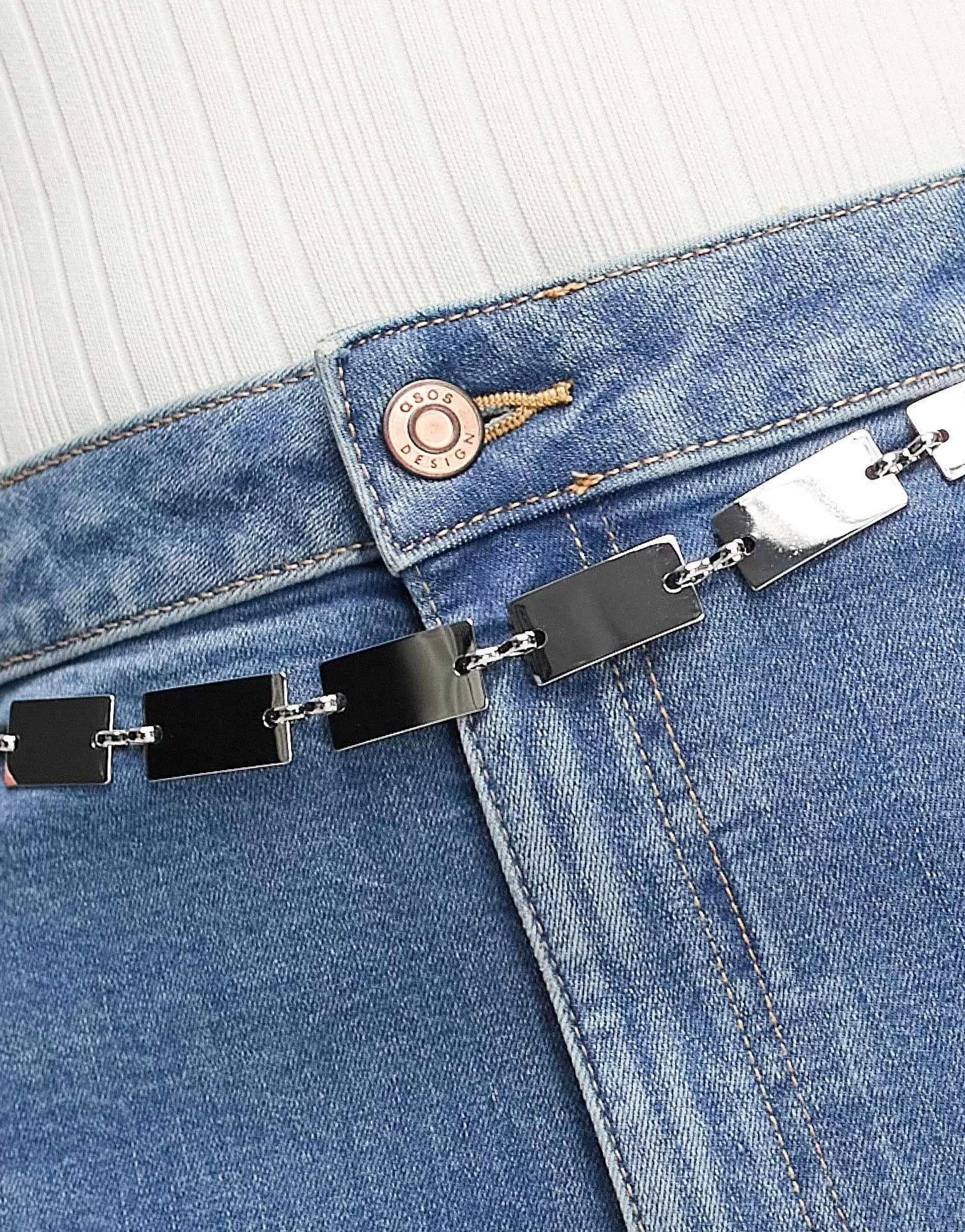 Women Curve Design Rectangle Chain Link Belt In
