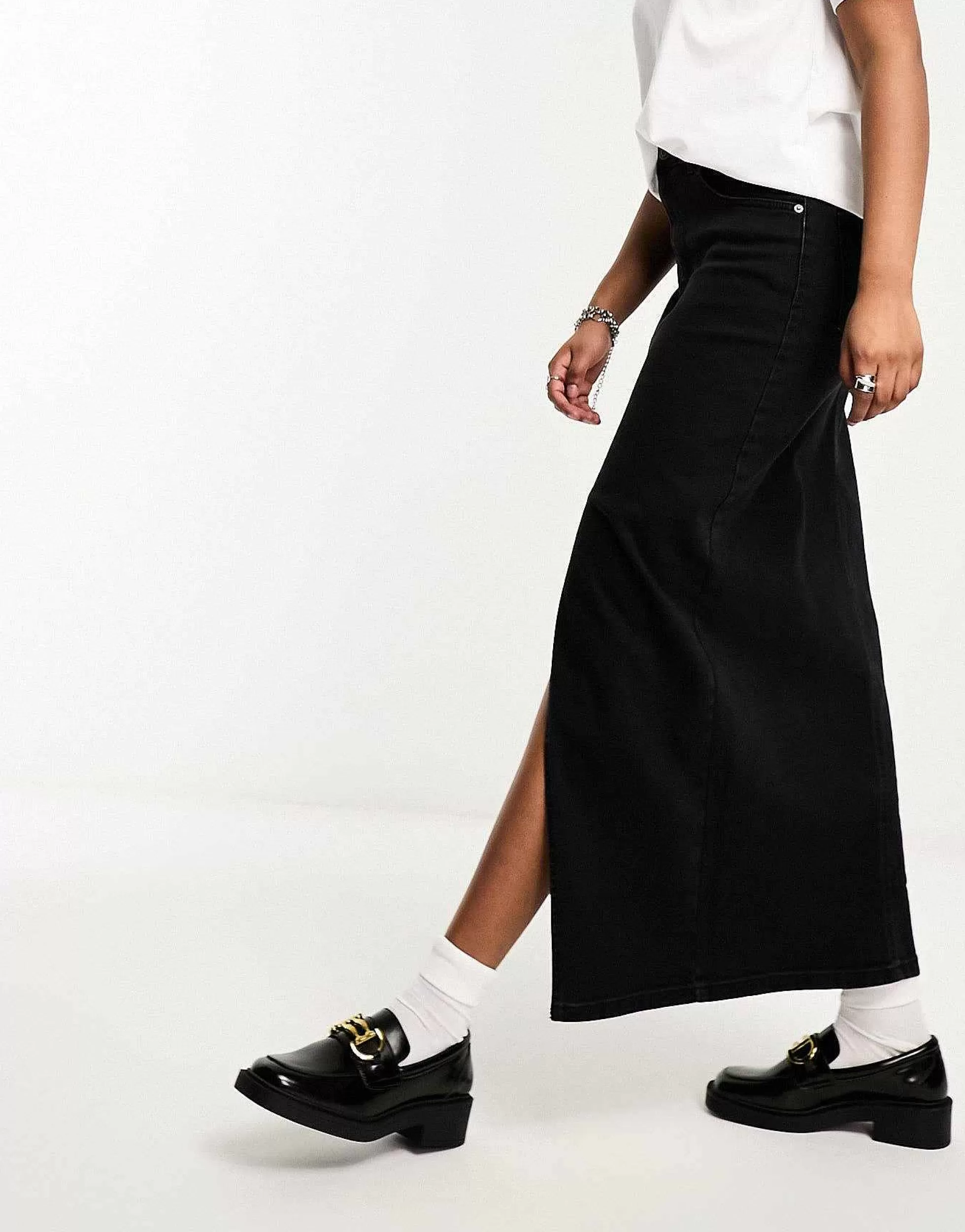 Women DESIGN Denim Maxi Skirt With Split Hem In