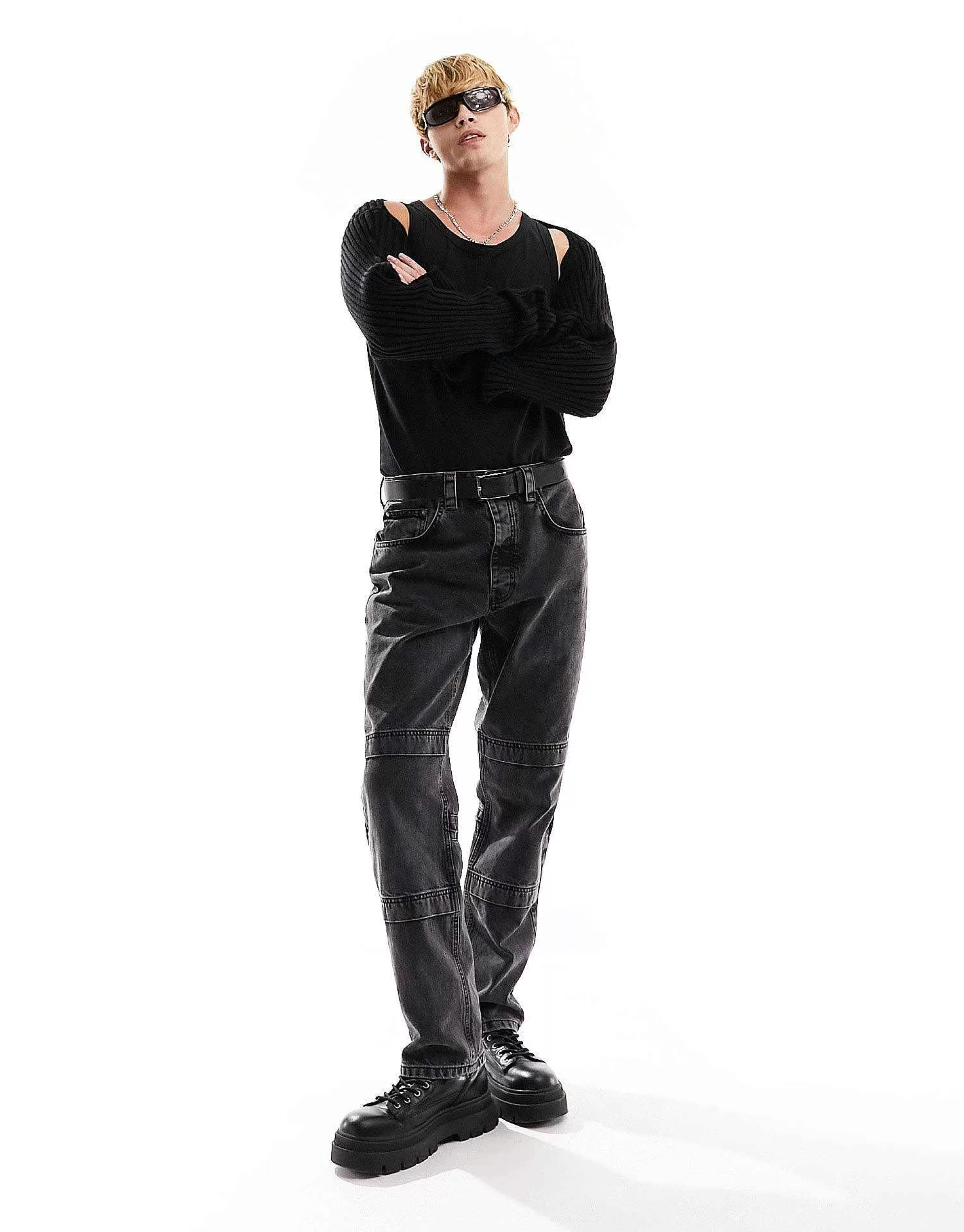 Men DESIGN Extra Long Sleeve Bolero In Chunky Knit