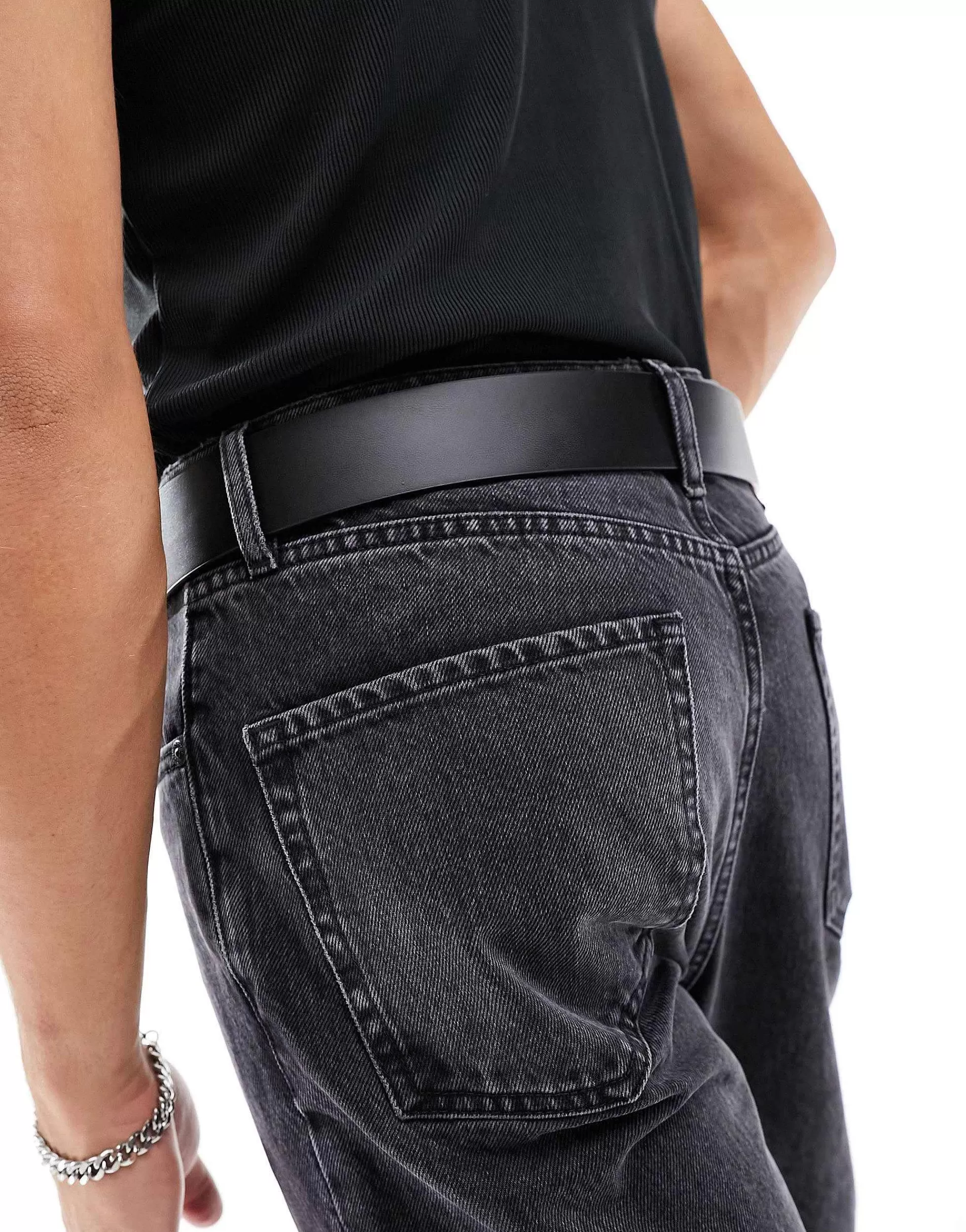 Men DESIGN Faux Leather Belt With Western Statement Buckle In