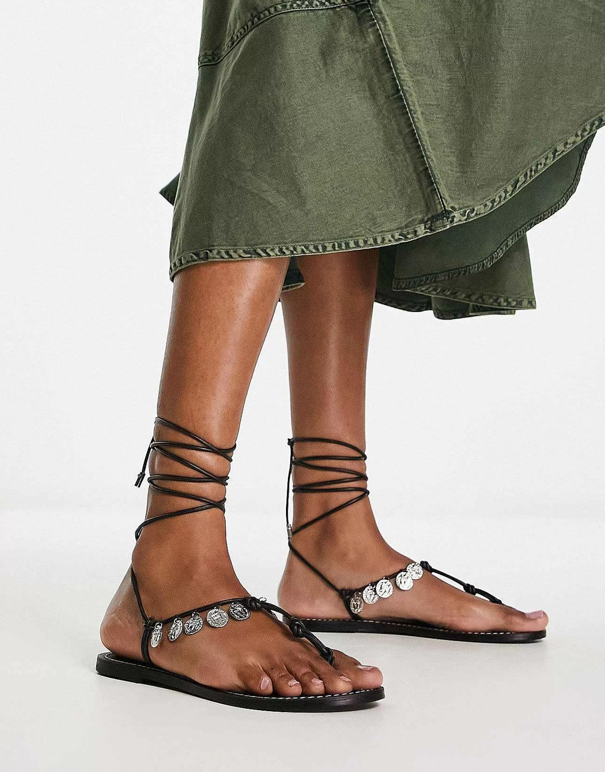 Women DESIGN Fernando Leather Coin Sandals In