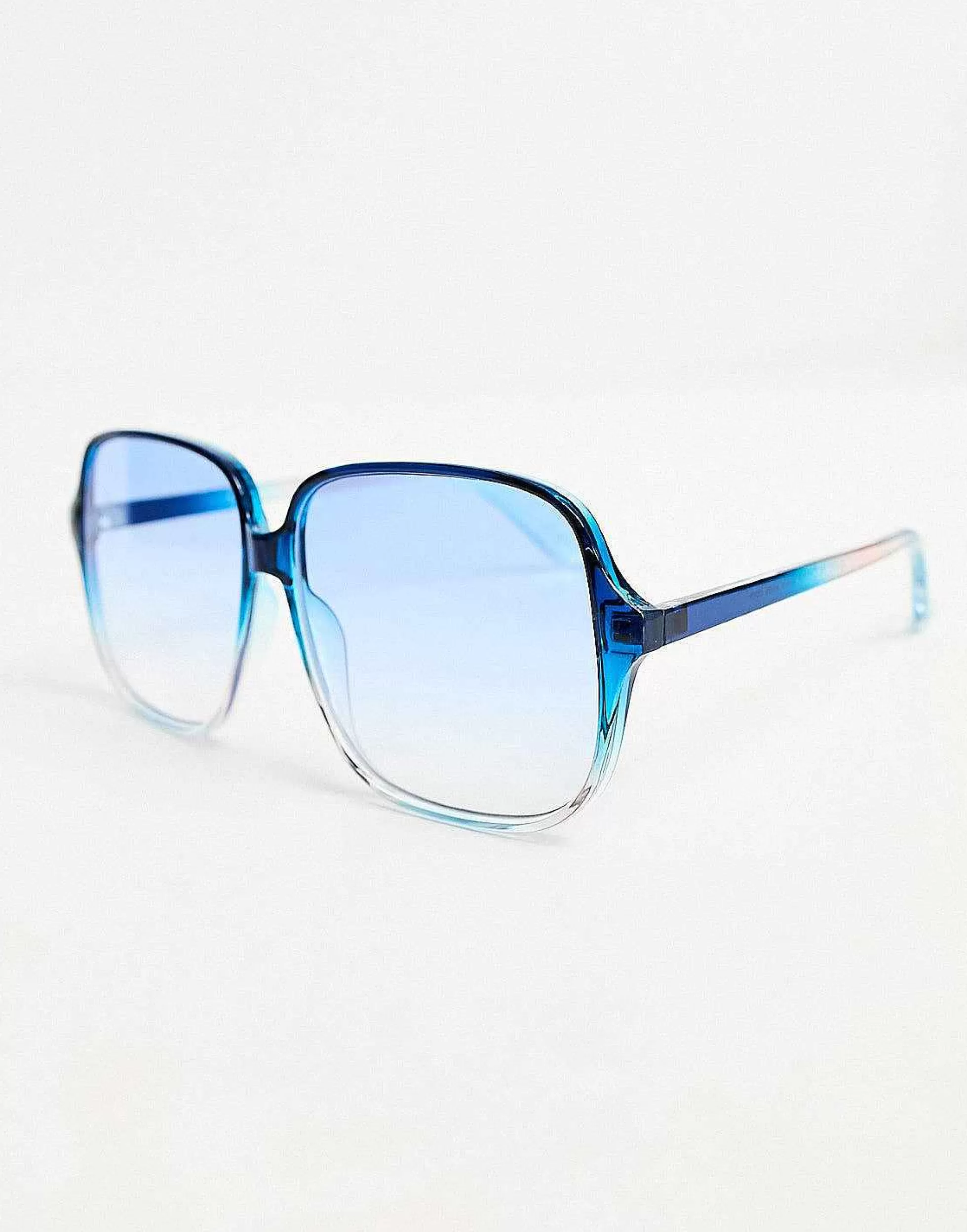 Women DESIGN Fine Frame Oversized 70S Sunglasses In Crystal Blue