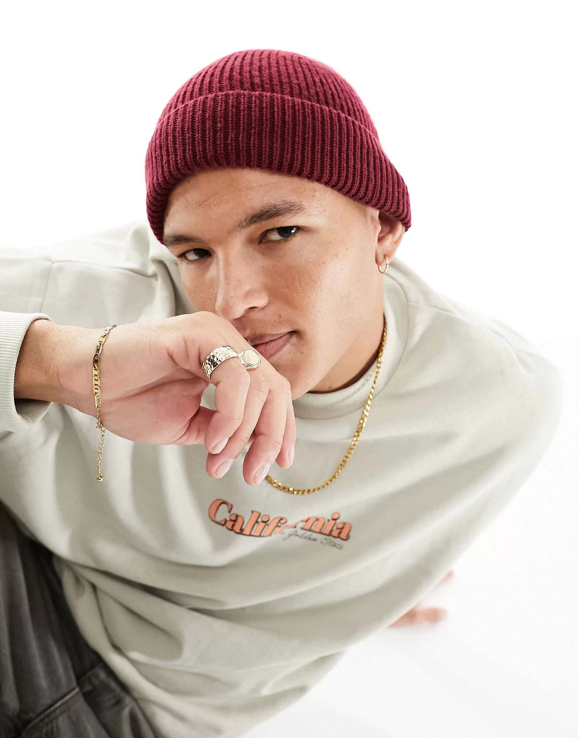 Men DESIGN Fisherman Ribbed Beanie In