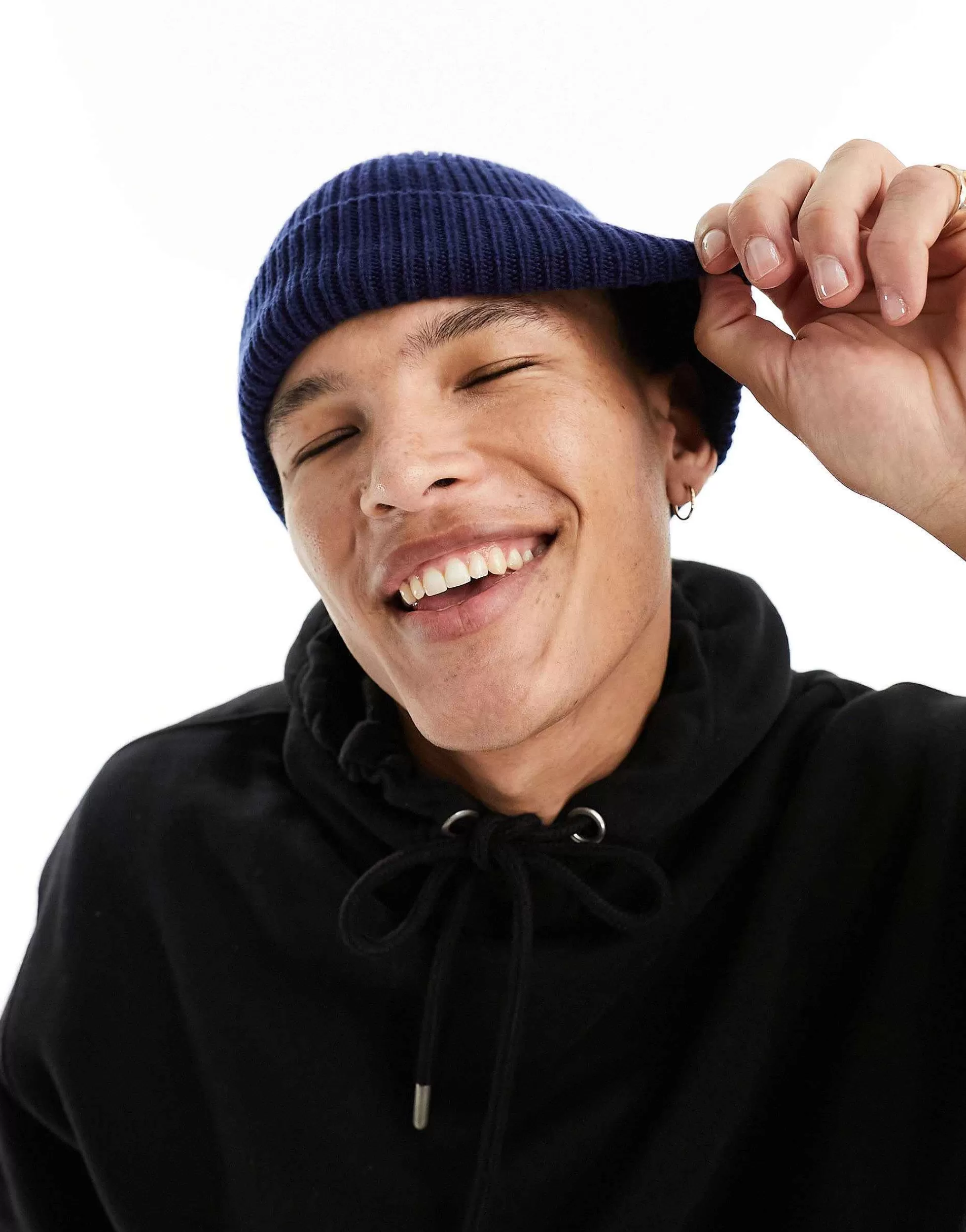 Men DESIGN Fisherman Ribbed Beanie In