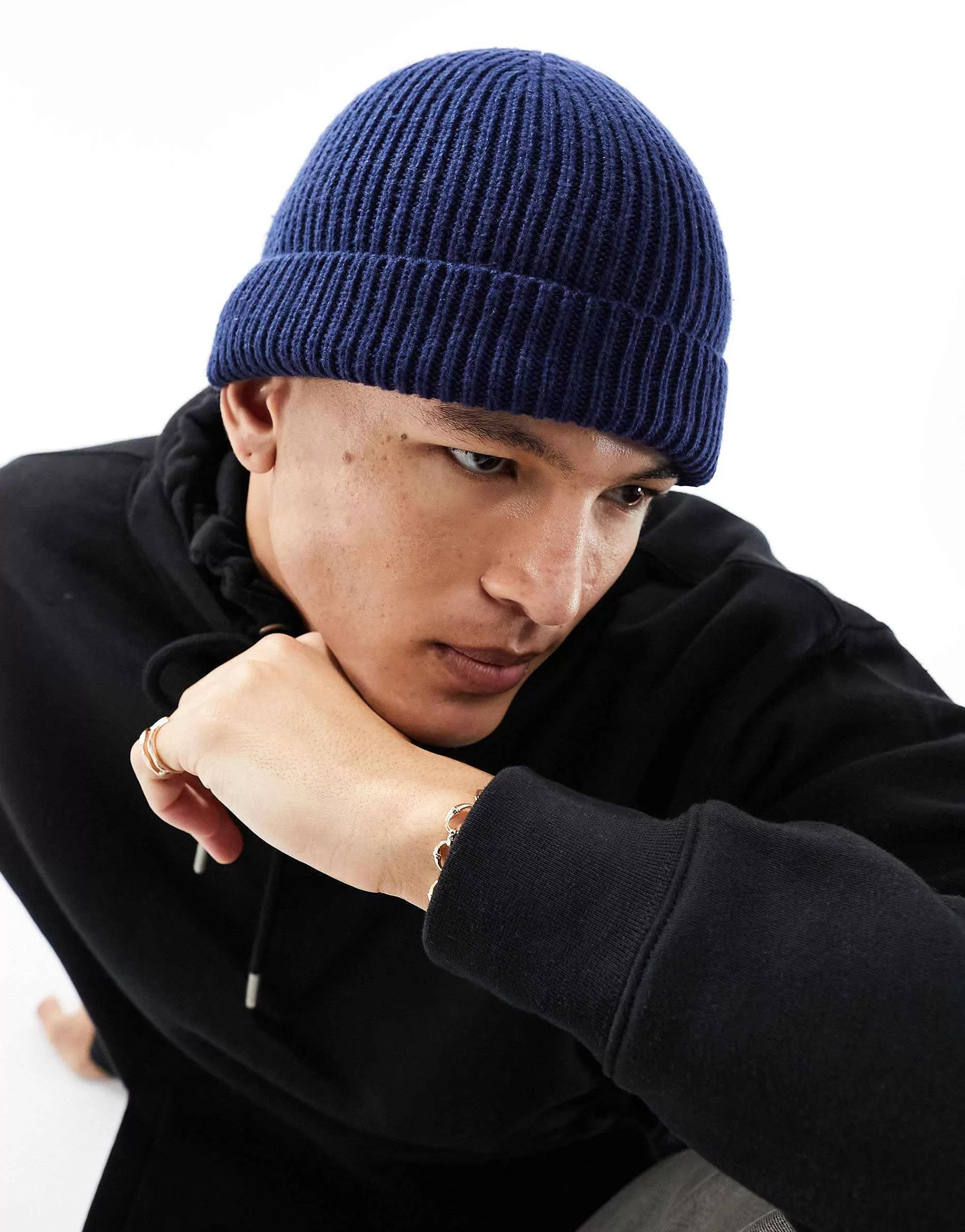 Men DESIGN Fisherman Ribbed Beanie In