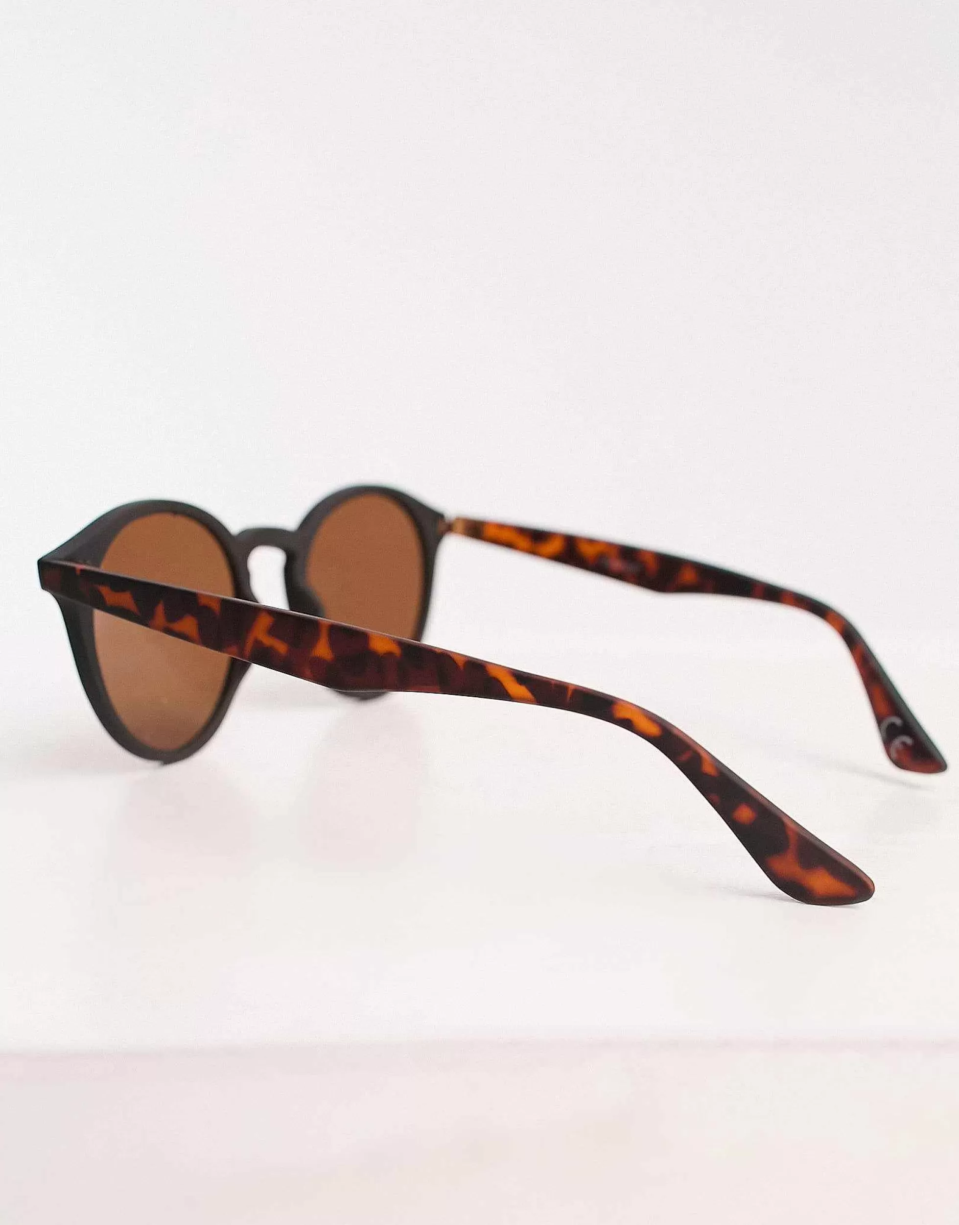 Men DESIGN Frame Round Sunglasses In With Tortoiseshell Detail