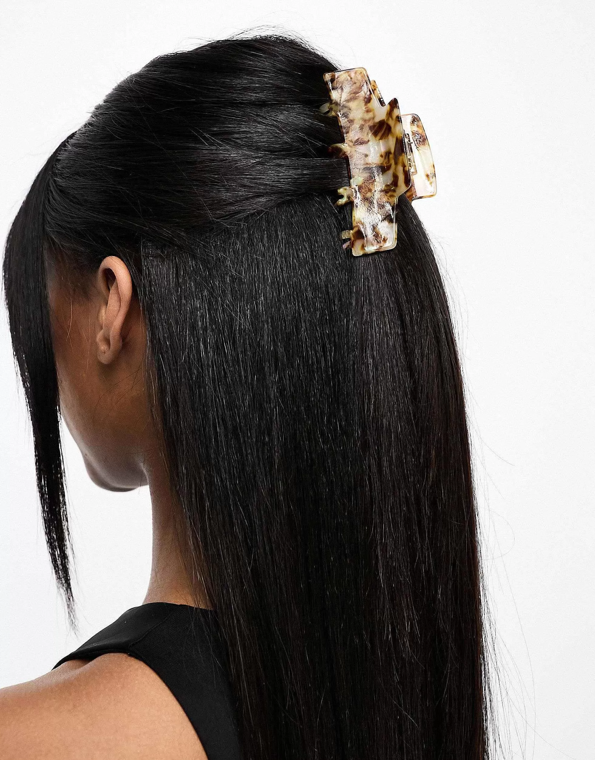 Women DESIGN Hair Clip Claw With Double Prongs In Pale Tort