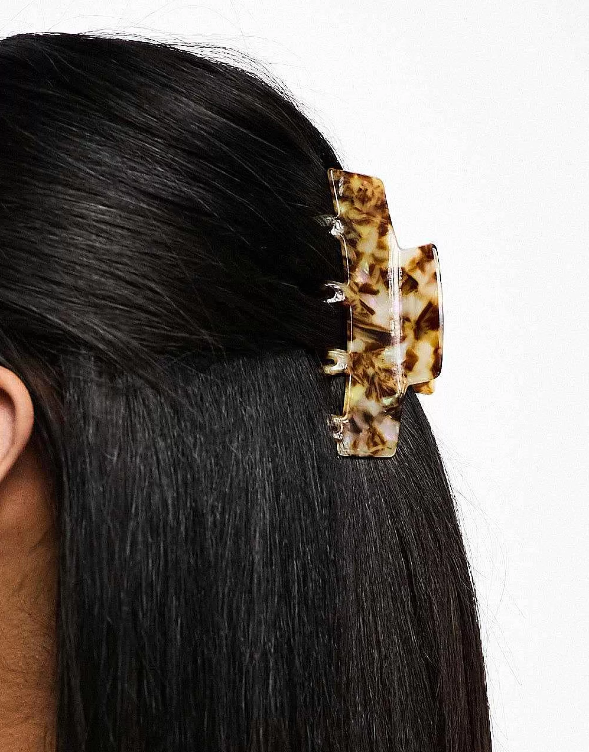 Women DESIGN Hair Clip Claw With Double Prongs In Pale Tort