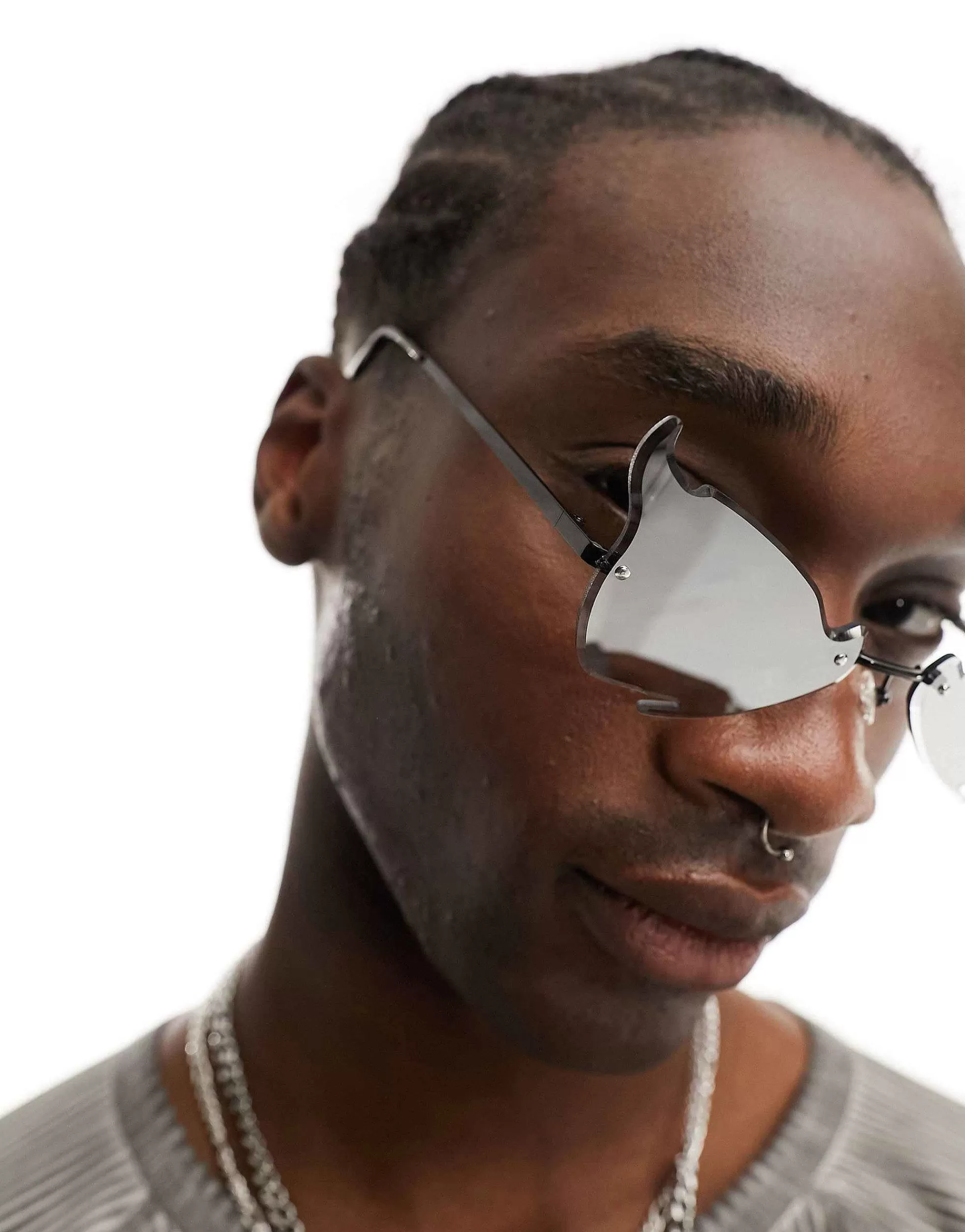 Men DESIGN Halloween Fashion Rimless Glasses With Skeleton Details In Black