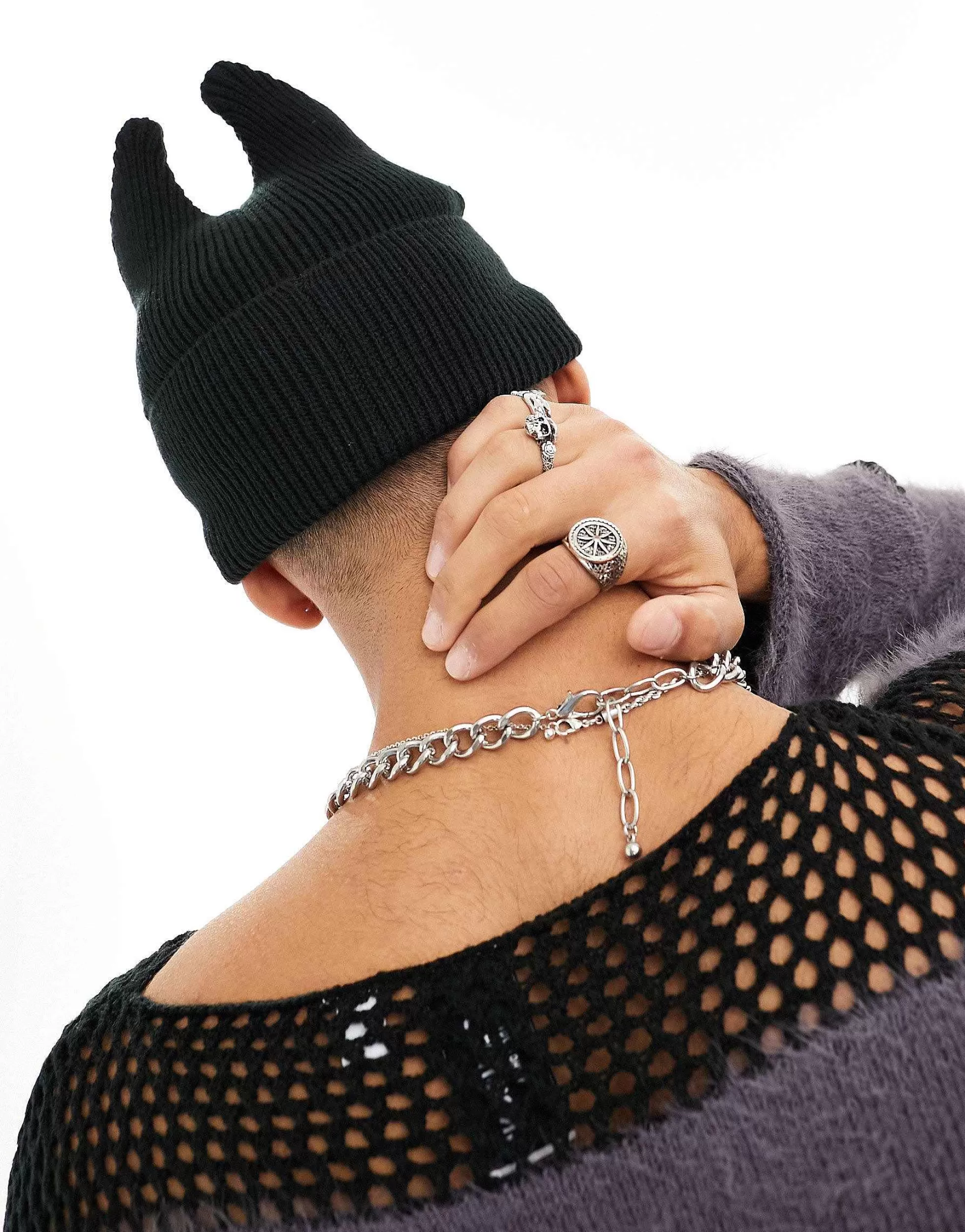 Men DESIGN Halloween Horned Beanie In