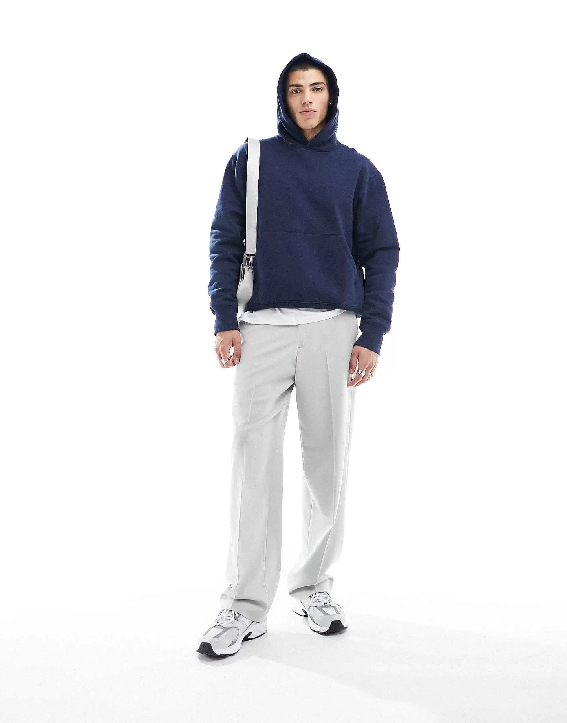 Men DESIGN Heavyweight Oversized Hoodie In Navy - Navy