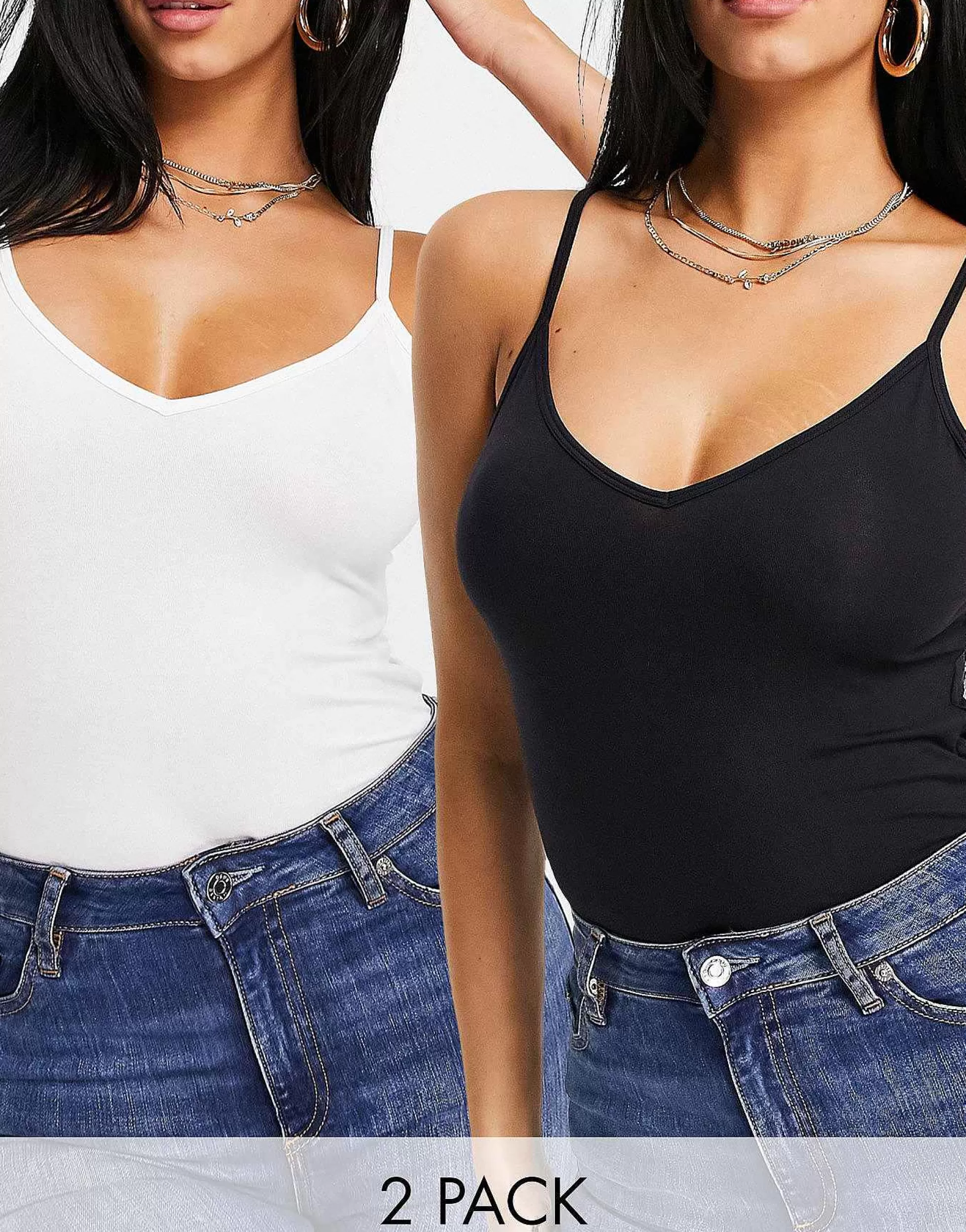 Women DESIGN Hourglass Ultimate Cami With V-Neck In 2 Pack Save