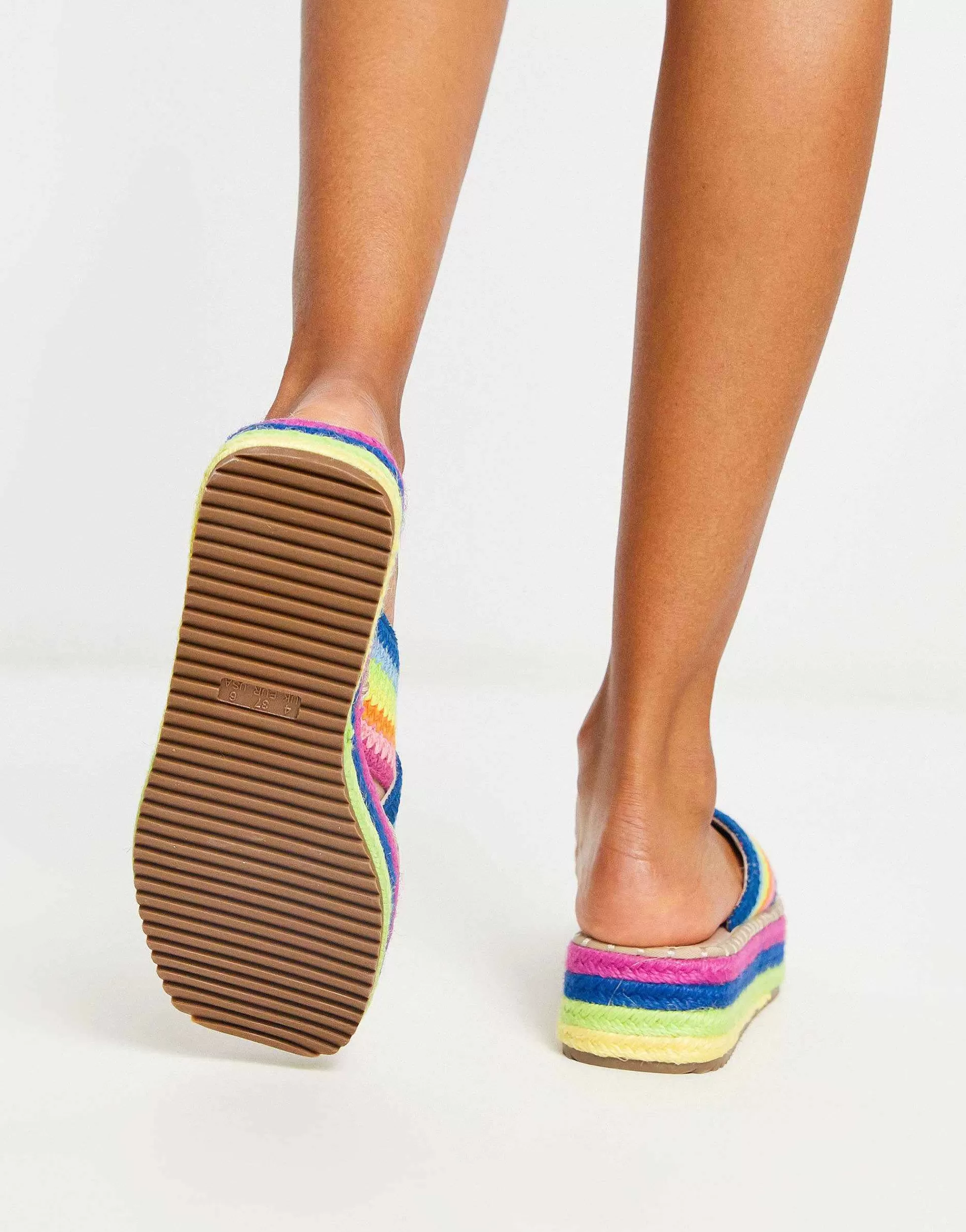 Women DESIGN Jazlyn Flatform Crochet Mules In Rainbow