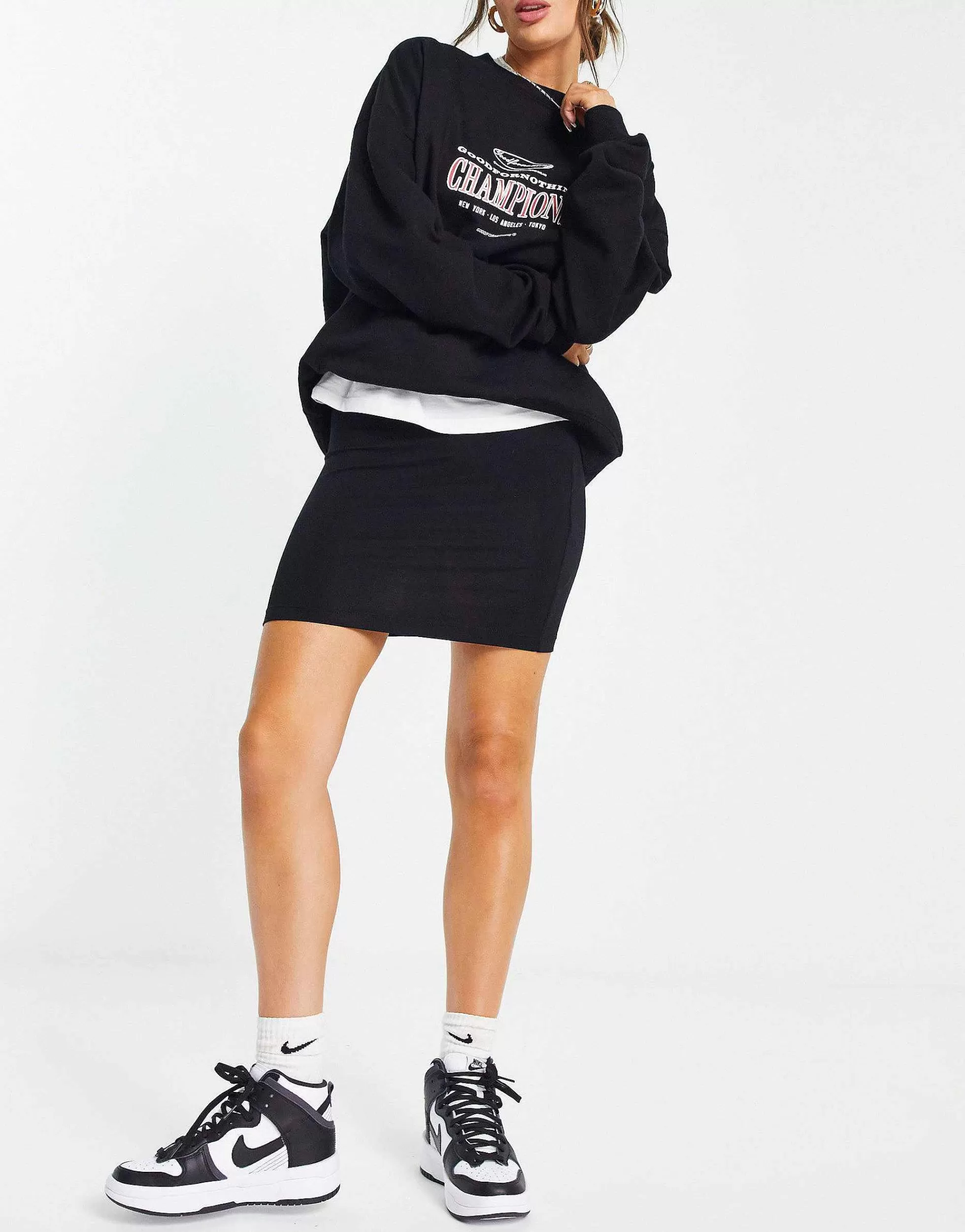 Women DESIGN Jersey Pencil Mini Skirt In