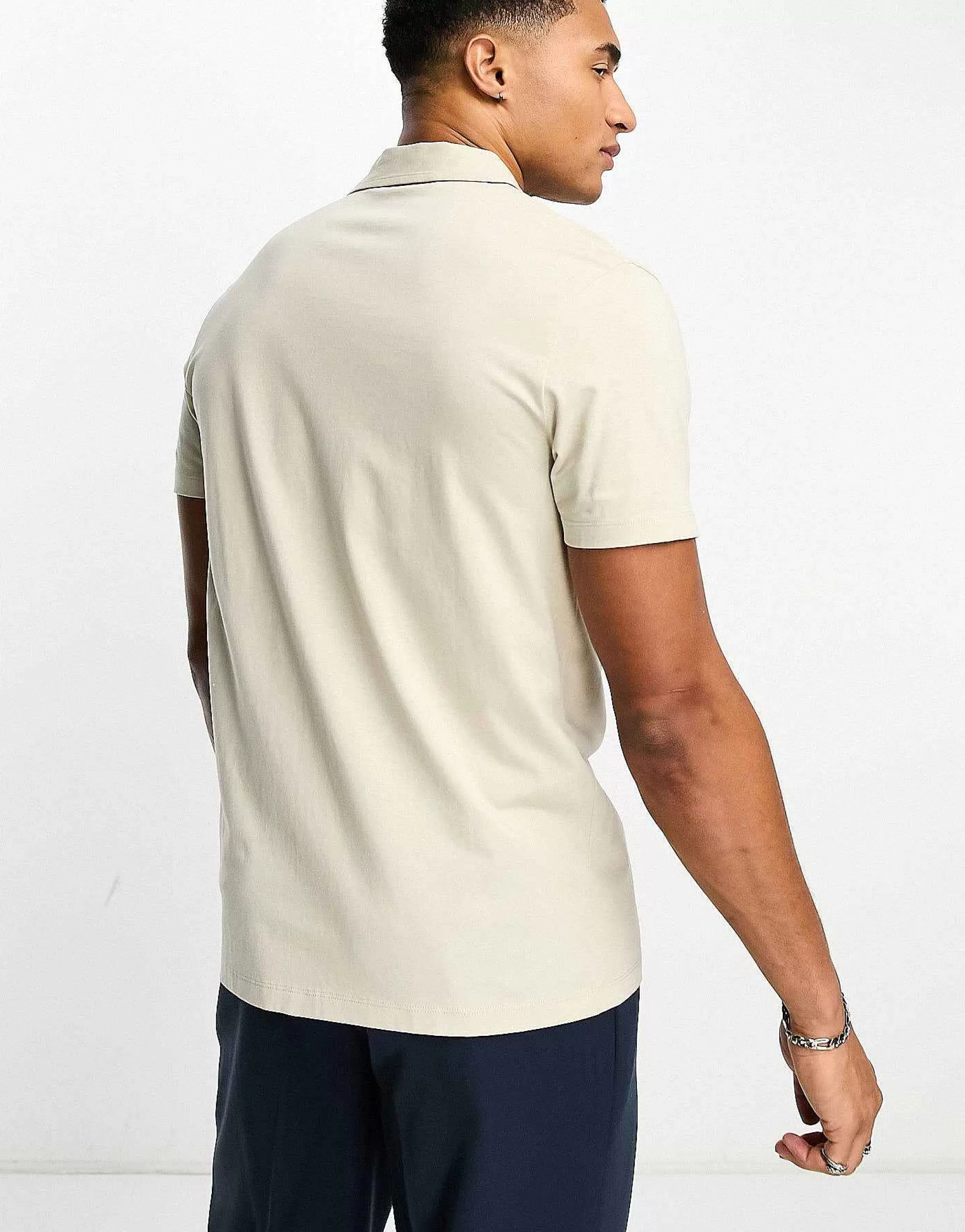 Men DESIGN Jersey Shirt In Beige