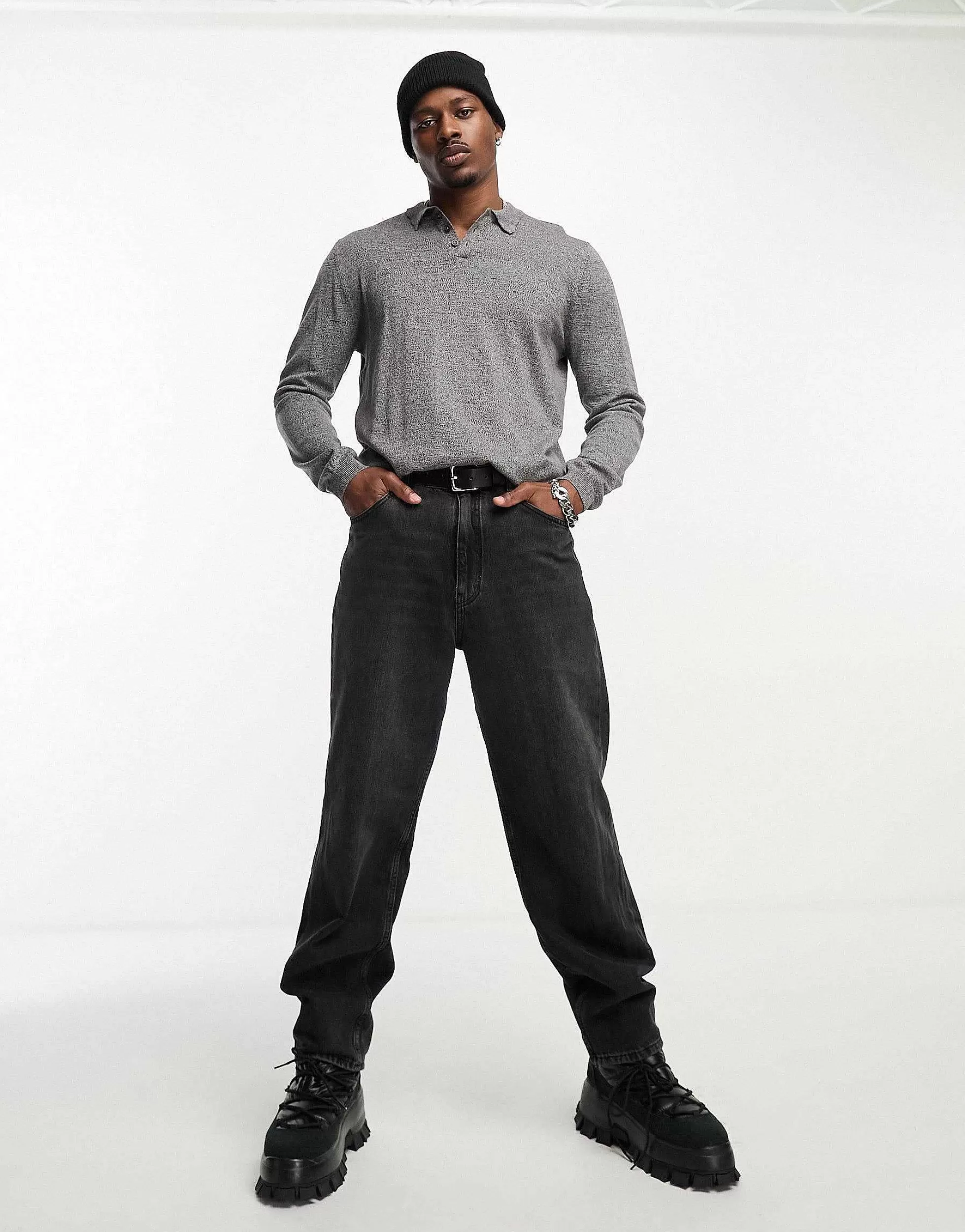 Men DESIGN Knitted Cotton Essential Polo In