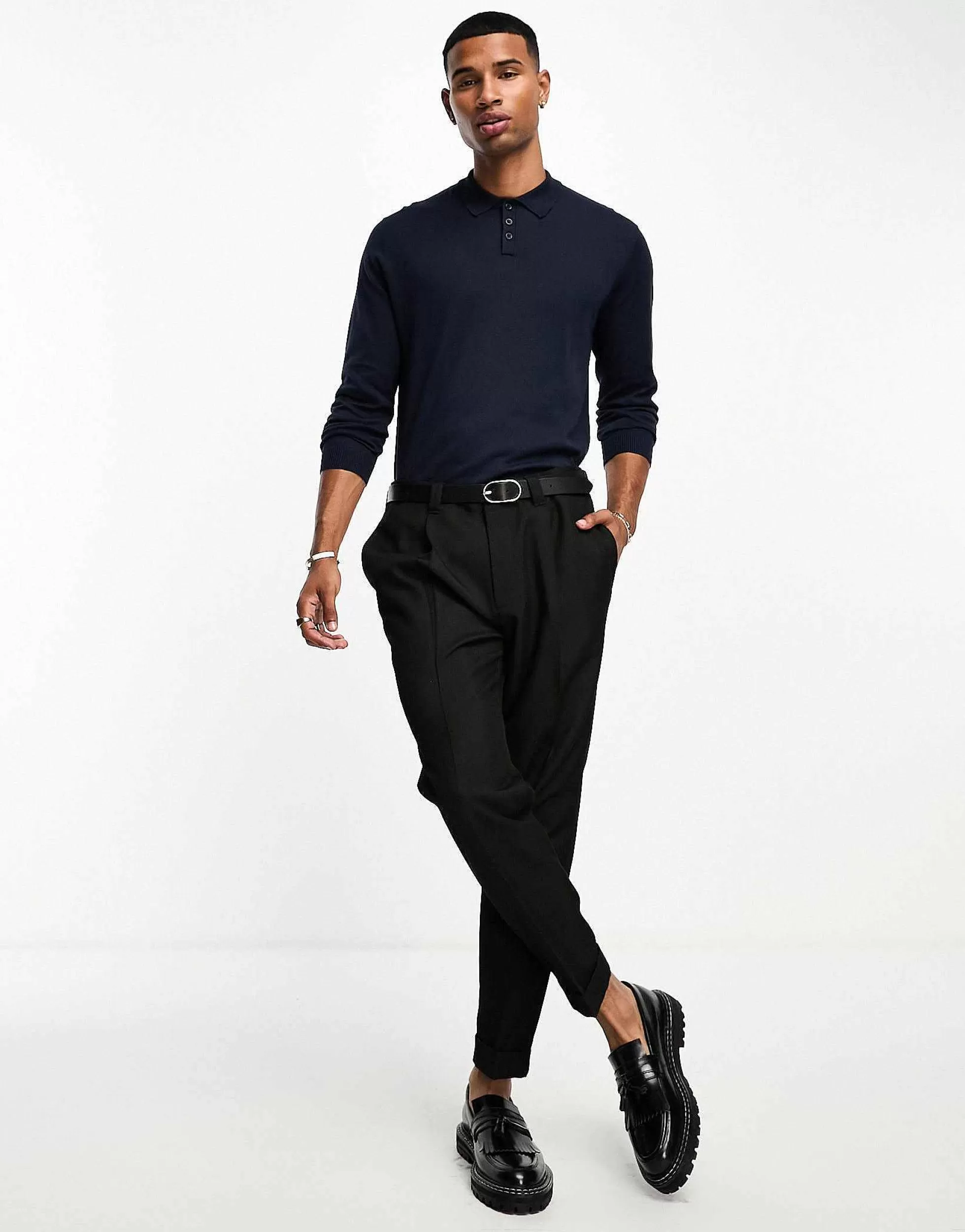 Men DESIGN Knitted Essential Polo In